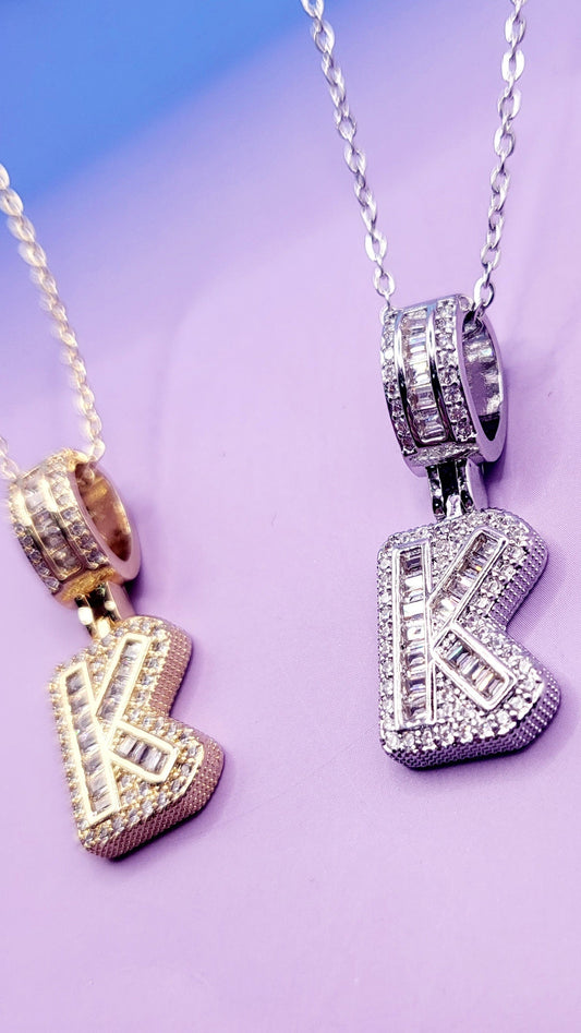 Crystal Initial Necklace Letter K