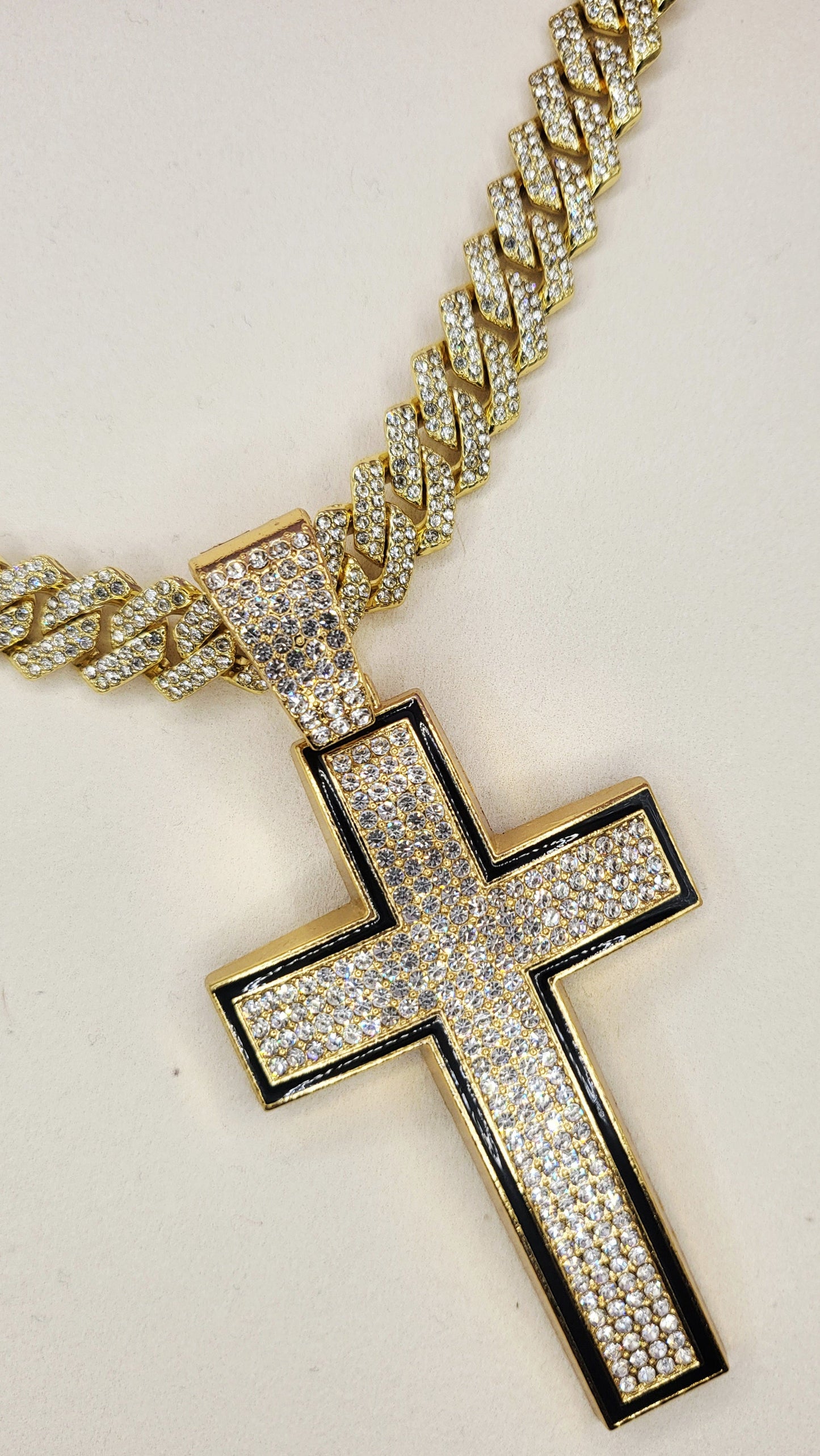 Iced Out Crystal Bling Cross Chain Necklace