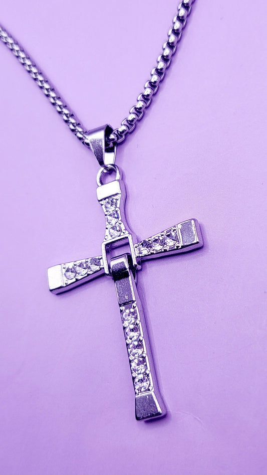 Large Silver Cross Necklace