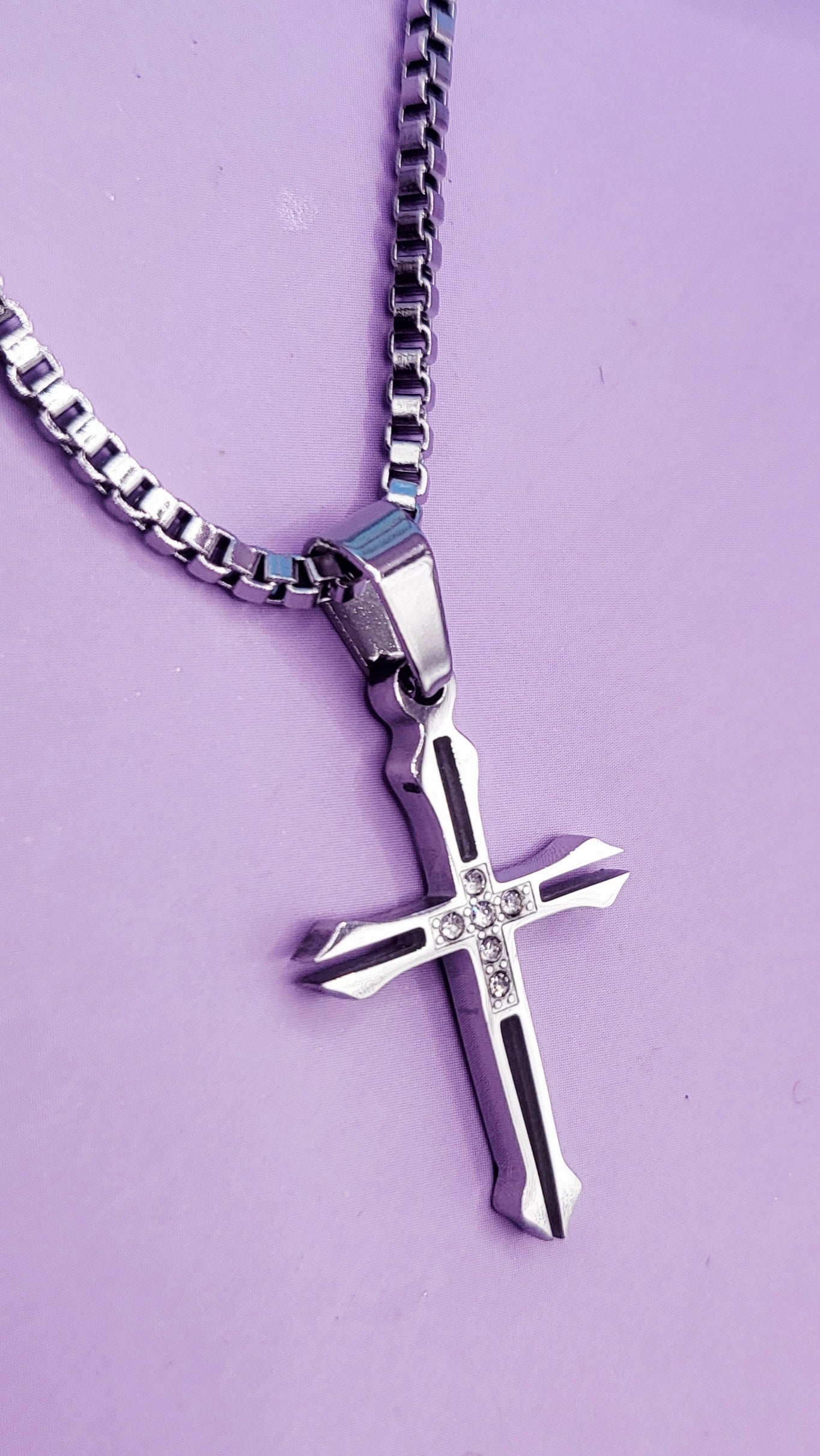 Modern Silver Cross Necklace