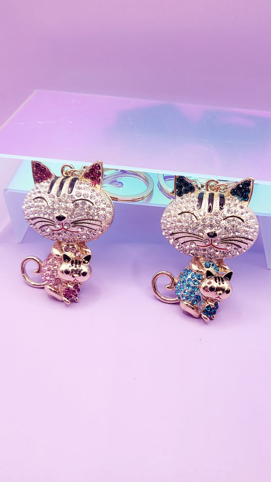 Cat & Kitten Key Ring