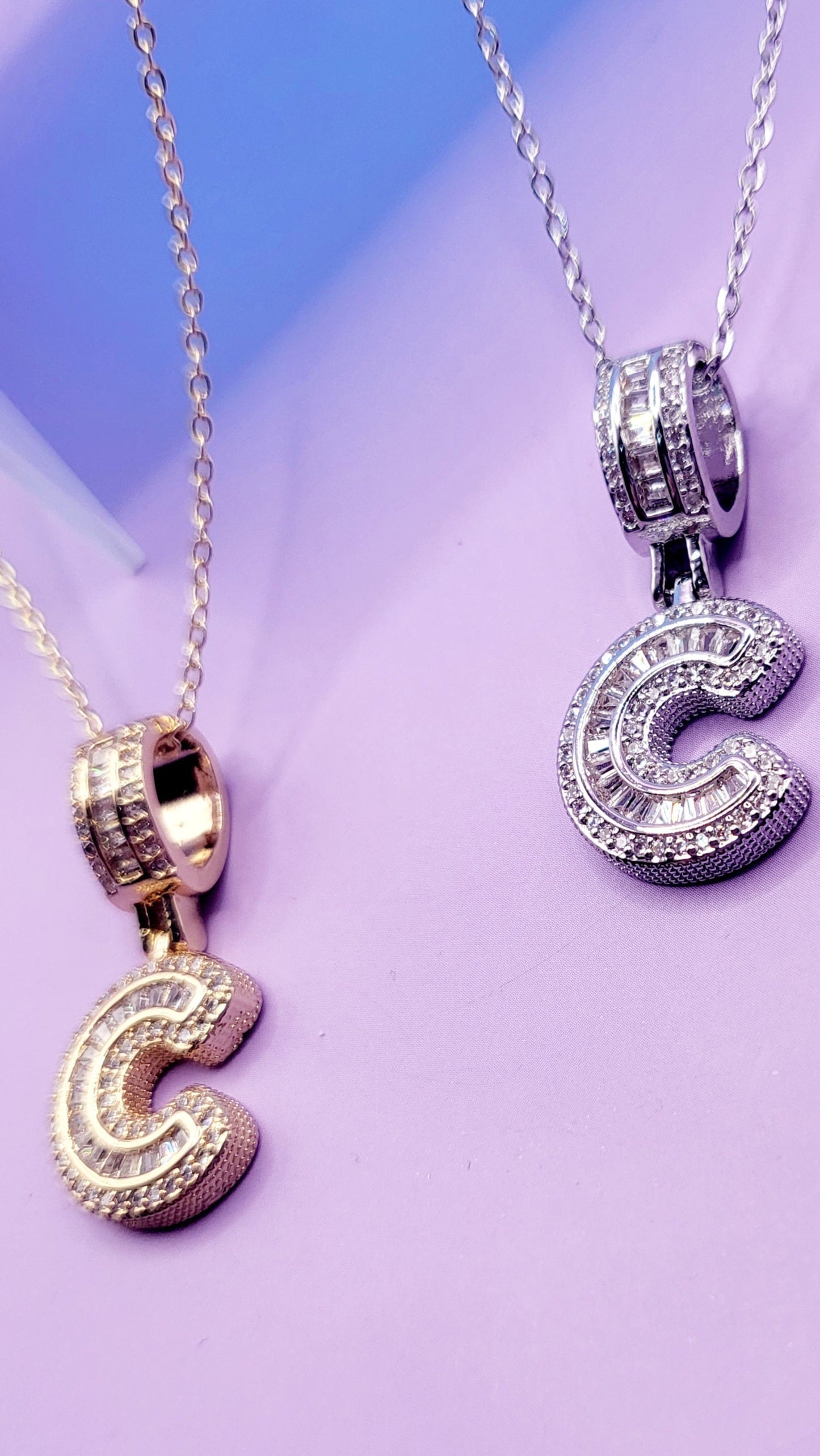 Crystal Initial Necklace Letter C