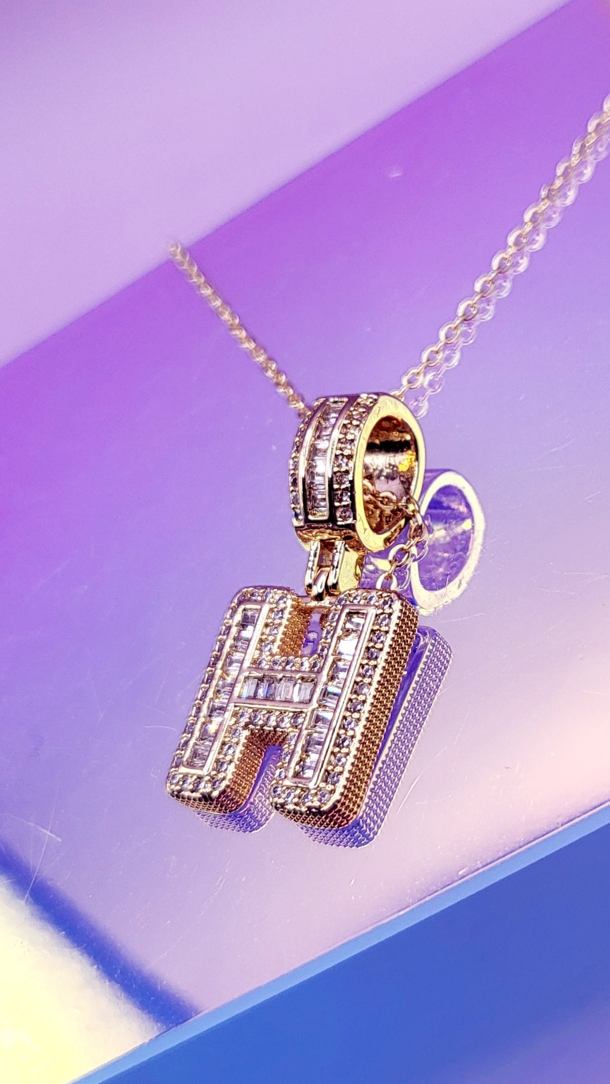 Crystal Initial Necklace Letter H