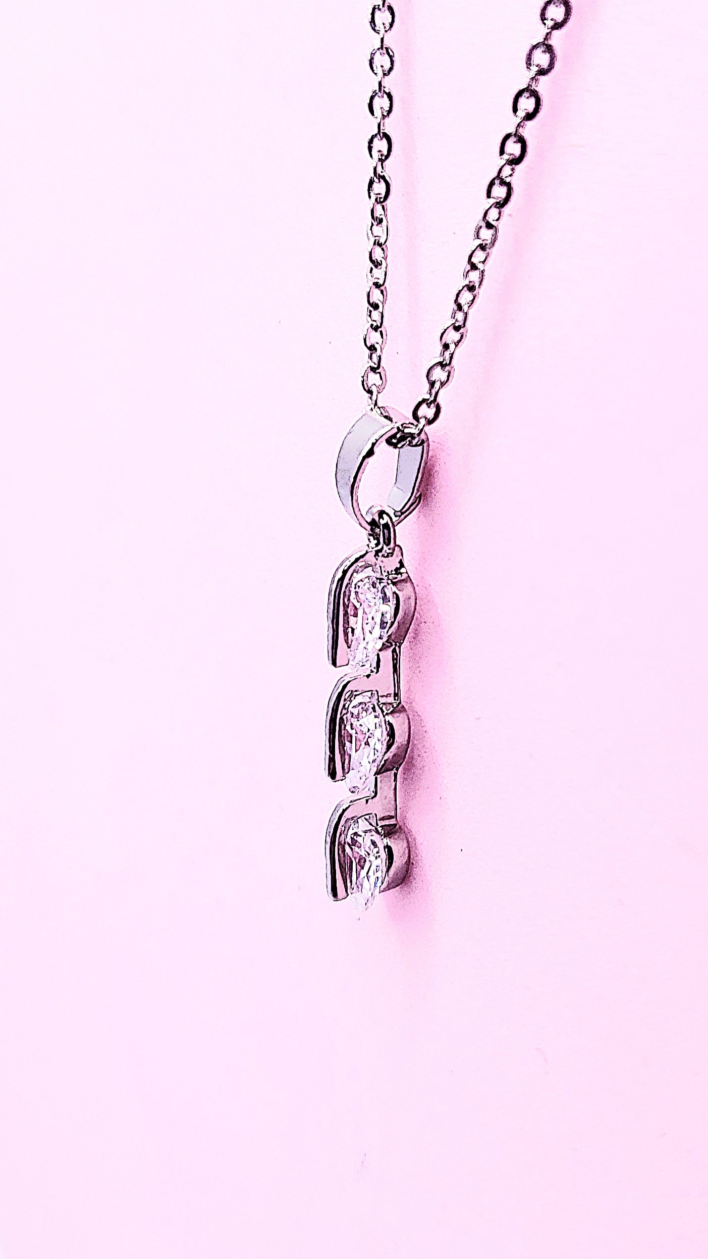 Heart Trio Drop Crystal Necklace