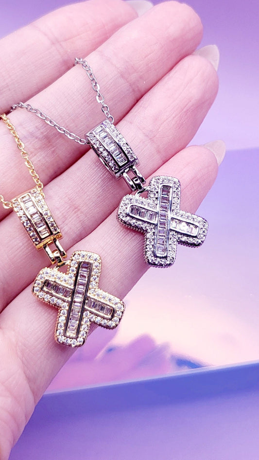 Crystal Initial Necklace Letter X