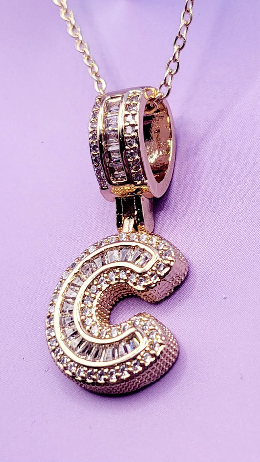Crystal Initial Necklace Letter C