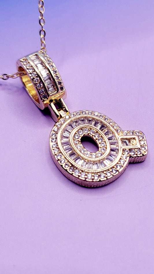 Crystal Initial Necklace Letter Q