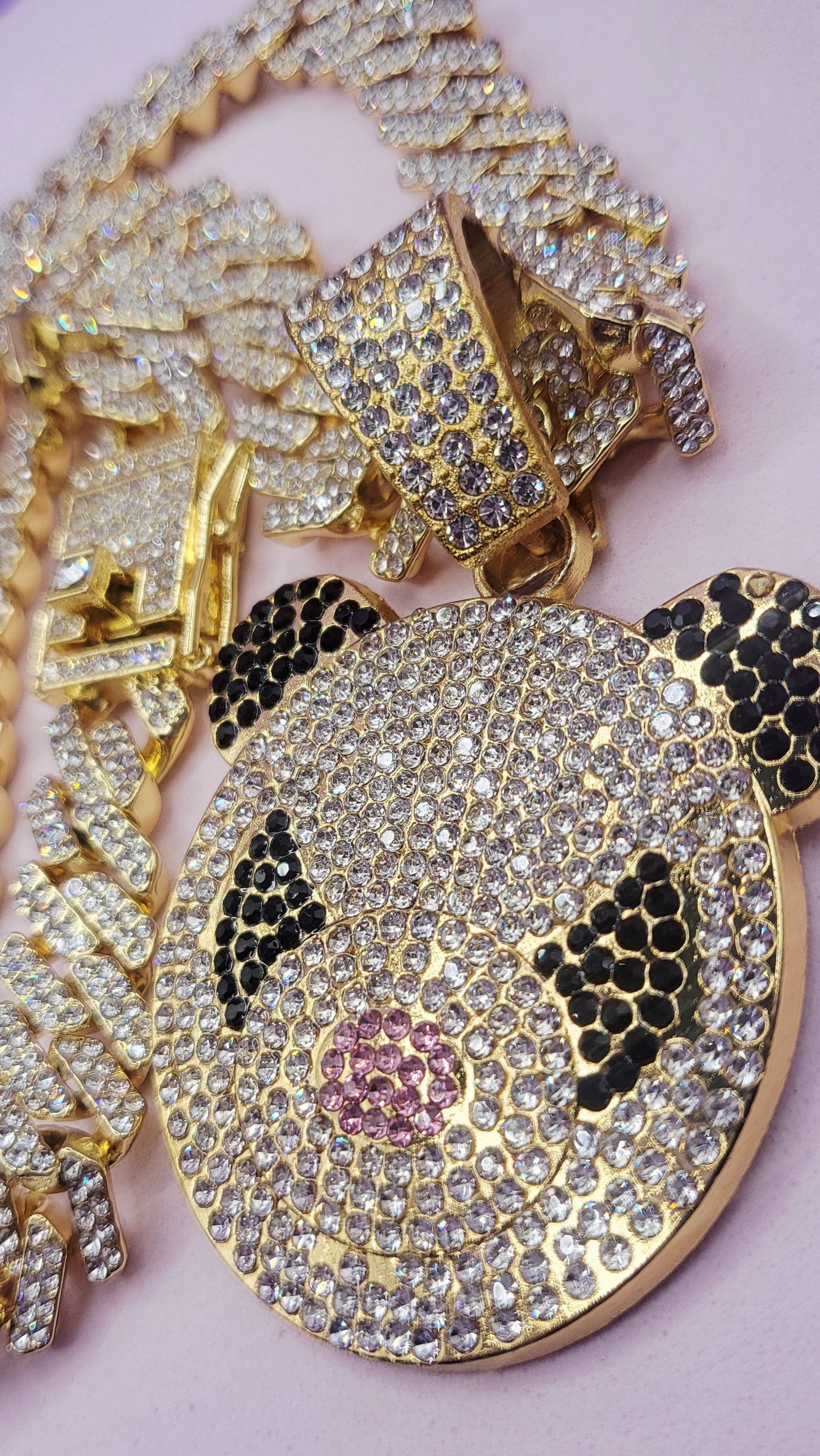 Iced Out Crystal Bling Panda Pendant Chain