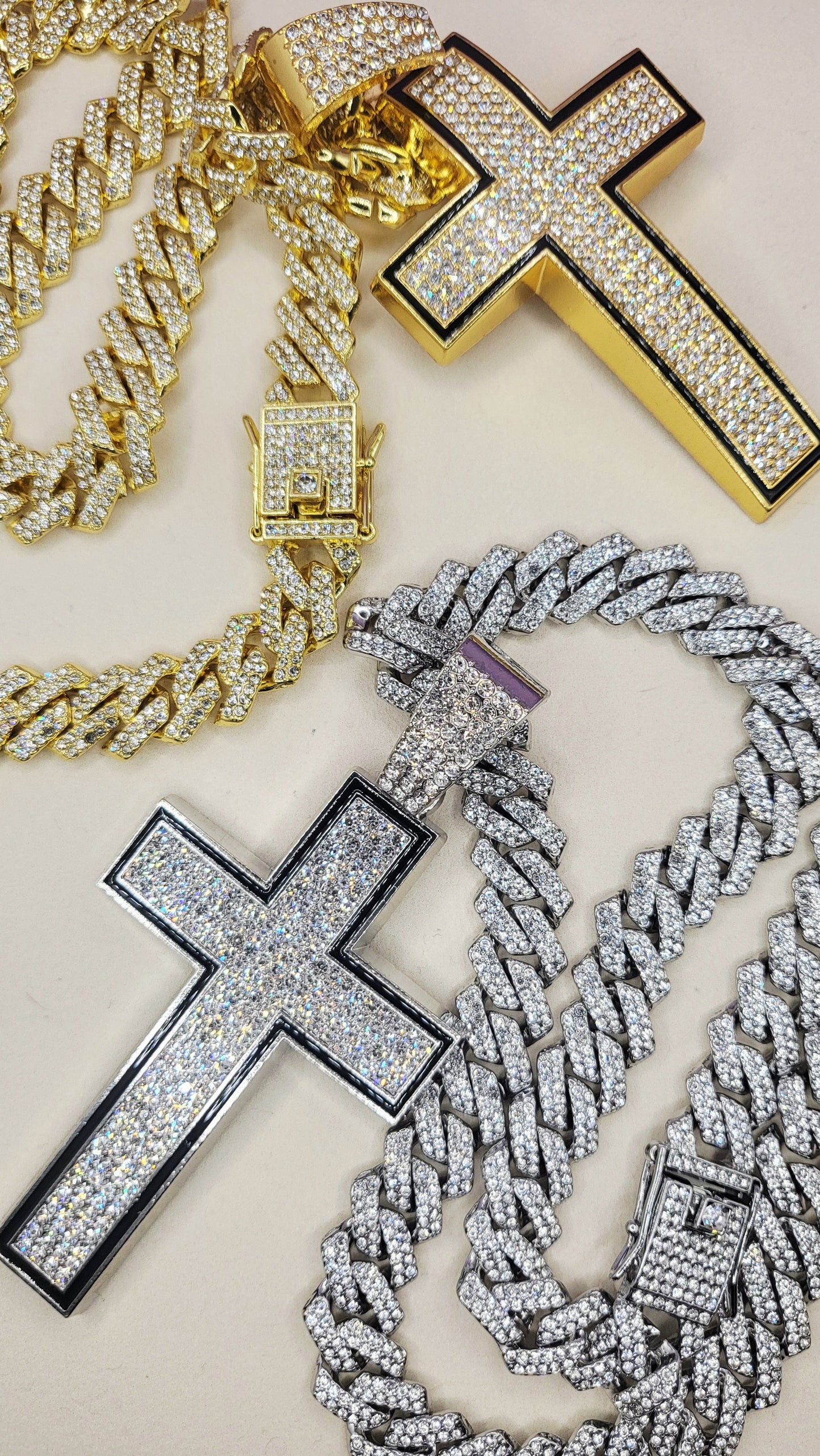 Iced Out Crystal Bling Cross Chain Necklace