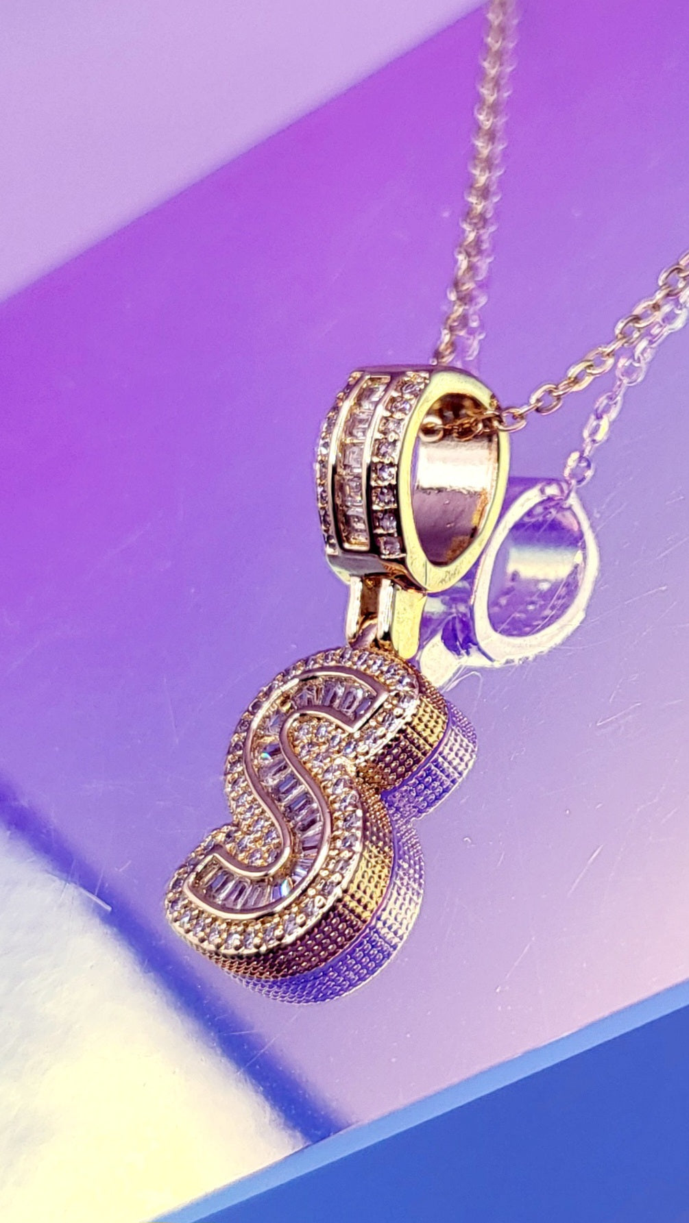 Crystal Initial Necklace Letter S