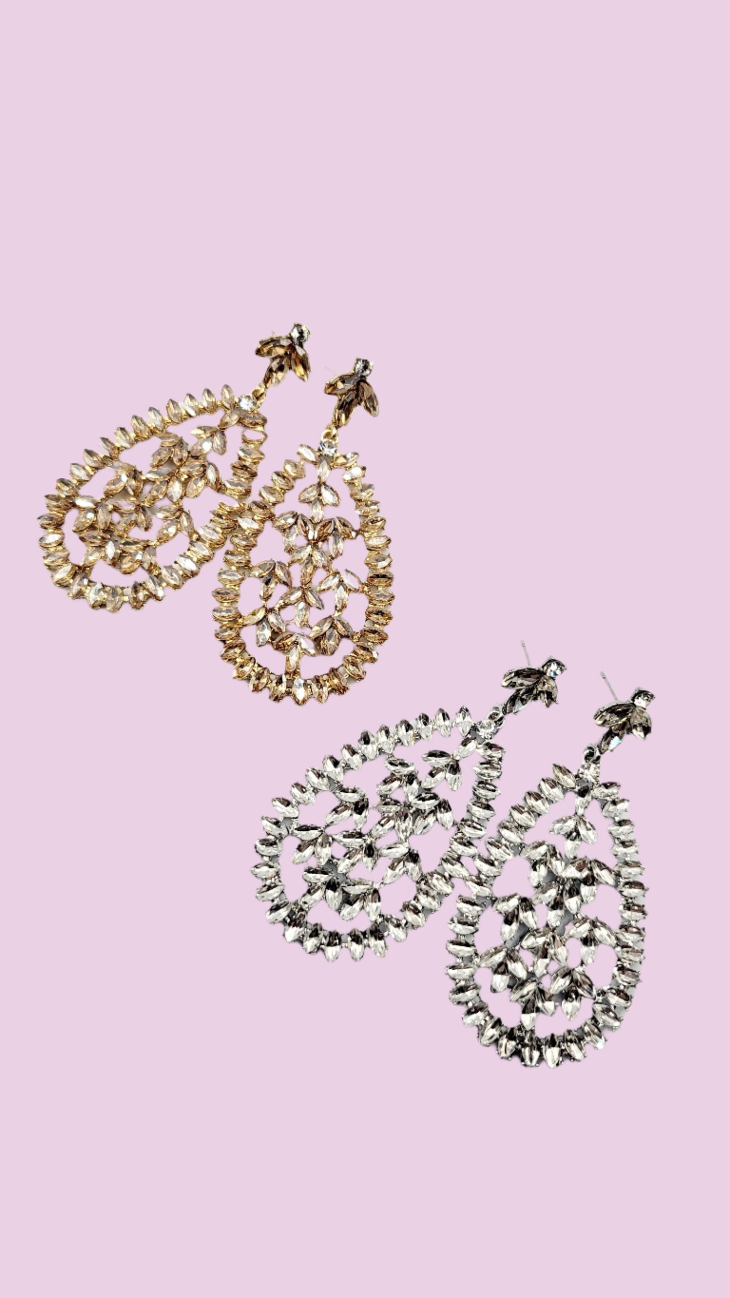 Halo Crystal Drop and Dangle Earrings
