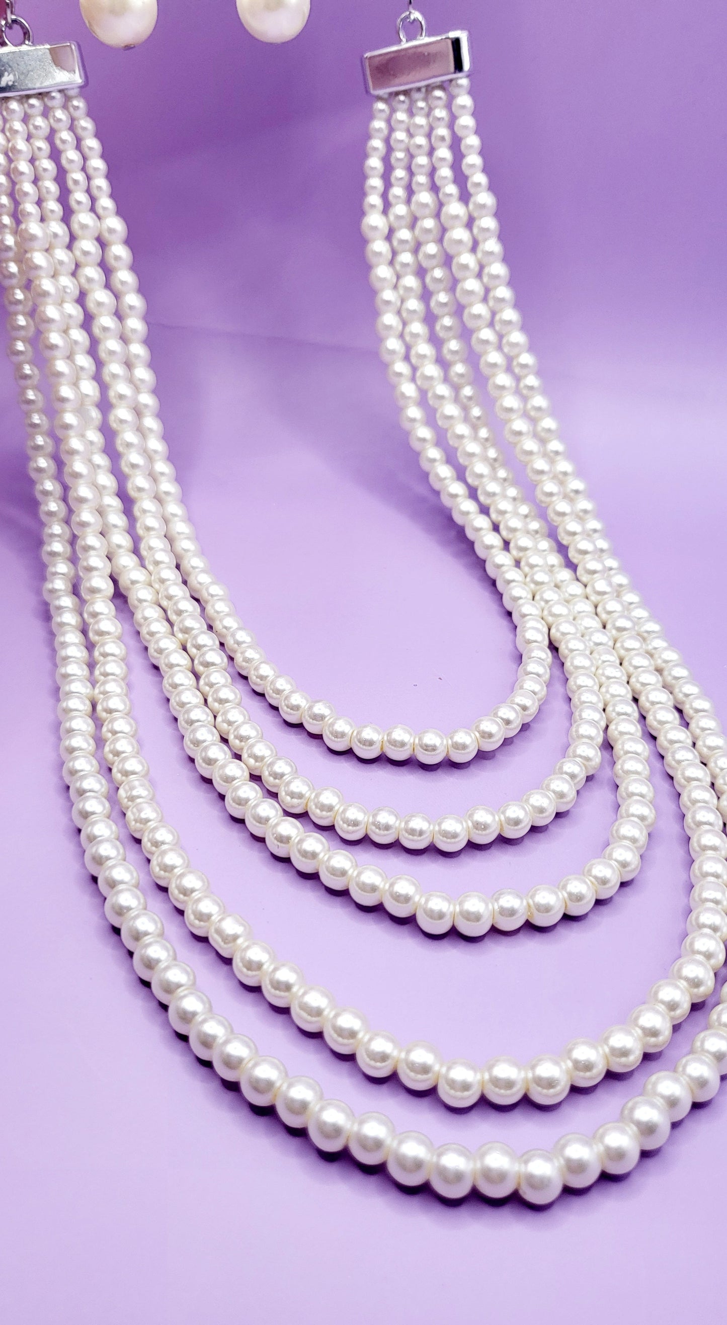 Aura Pearl Multi Layer Necklace & Earrings