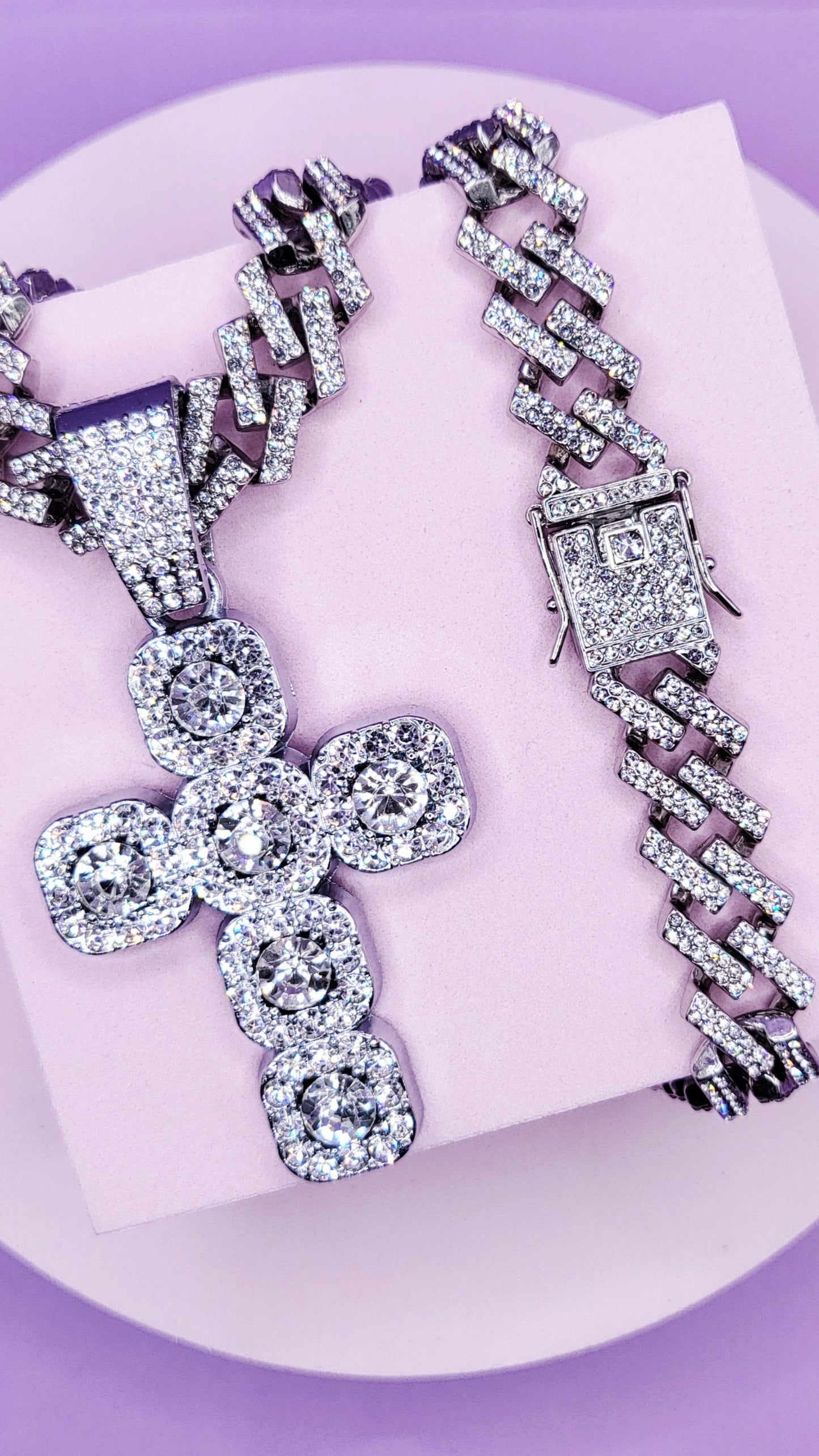 Iced Out Hip Hop Stainless Steel Cross Necklace