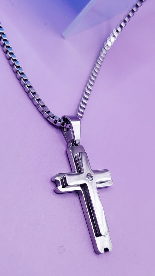 Elegant Silver Cross Necklace