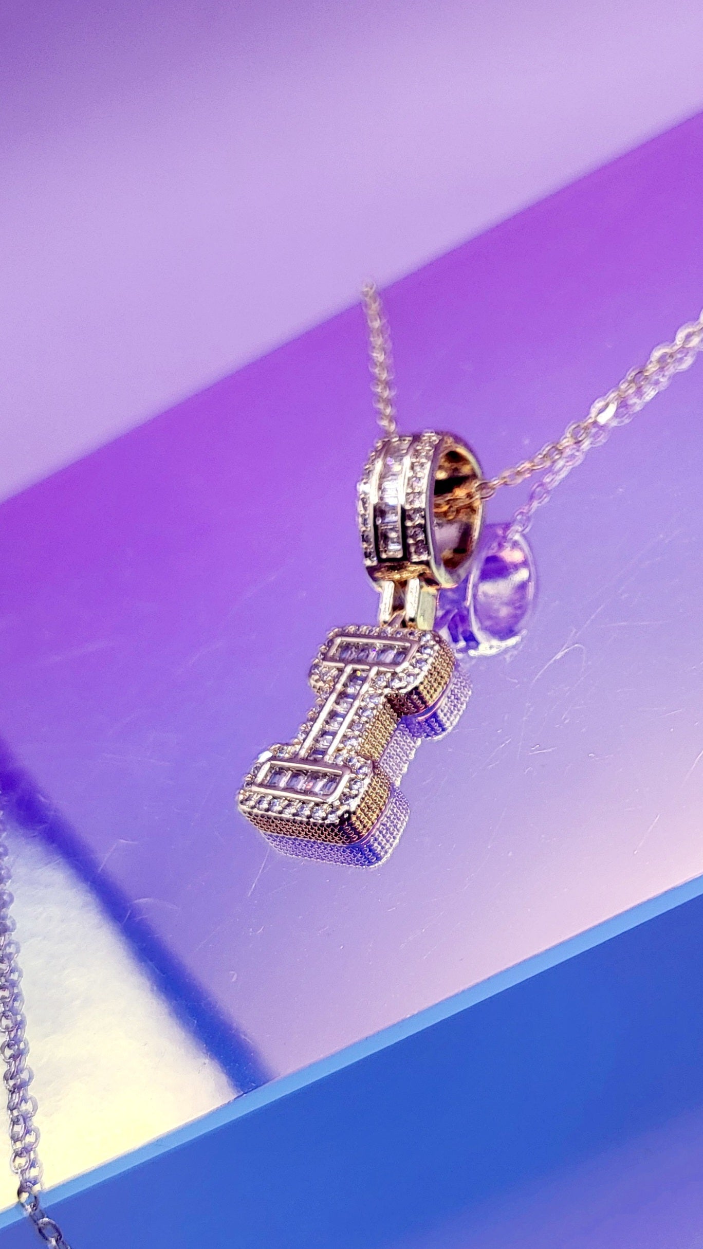 Crystal Initial Necklace Letter I