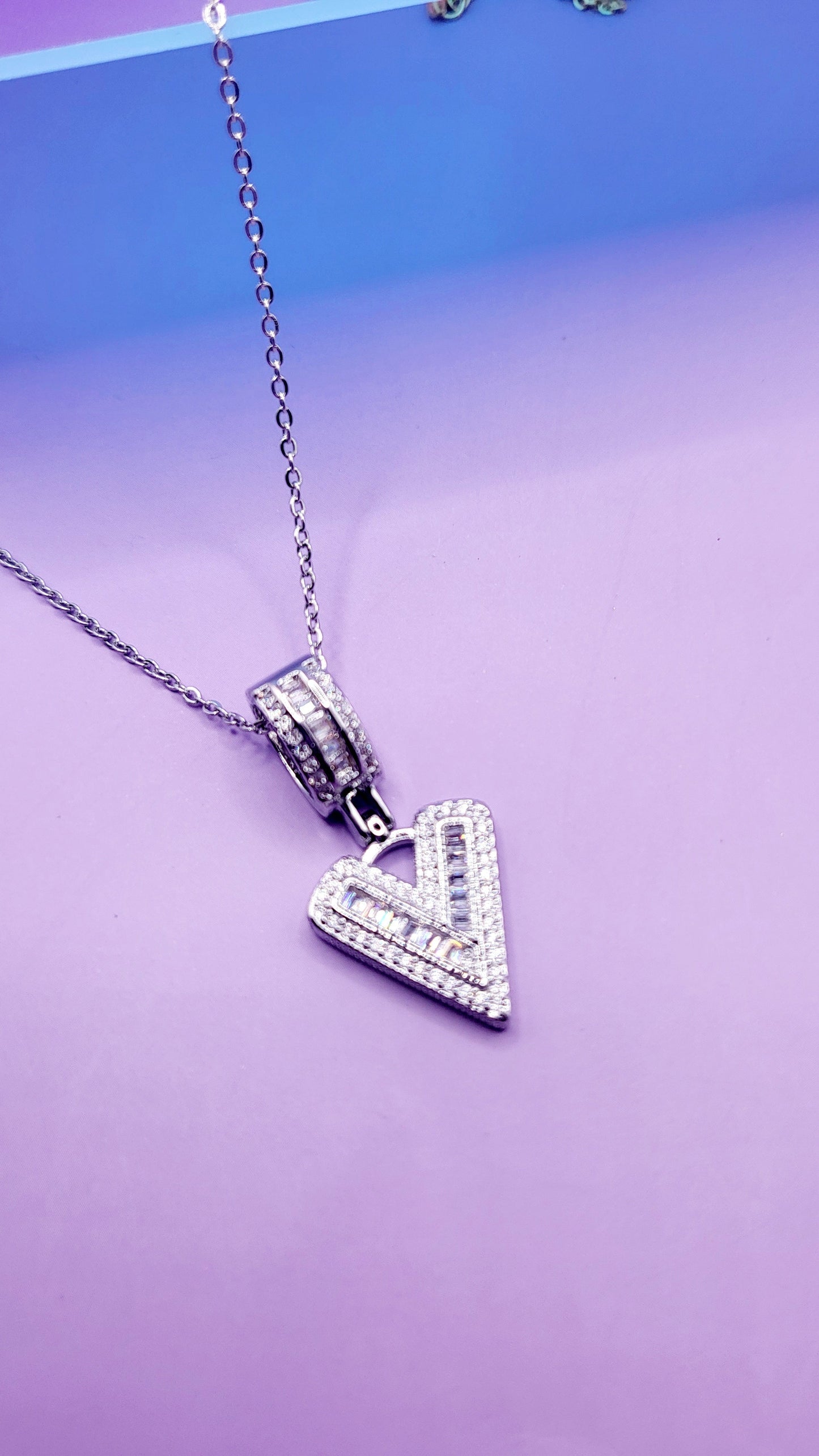 Crystal Initial Necklace Letter V