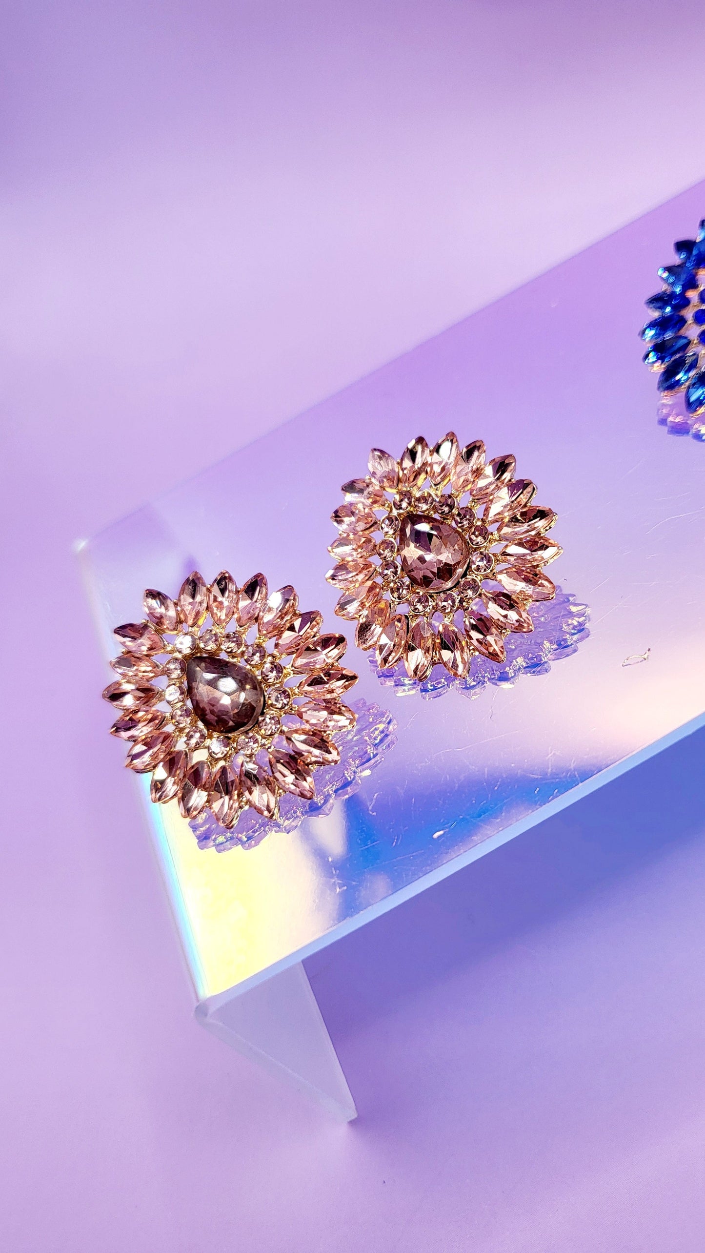 Mirror Crystal Stud Earrings