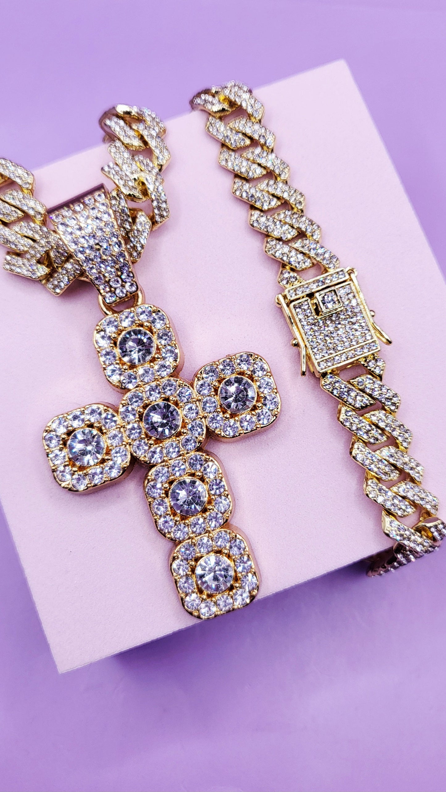 Iced Out Hip Hop Stainless Steel Cross Necklace
