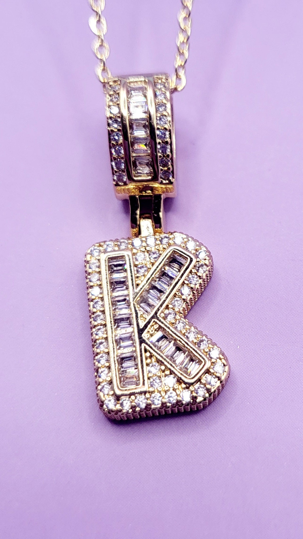 Crystal Initial Necklace Letter K