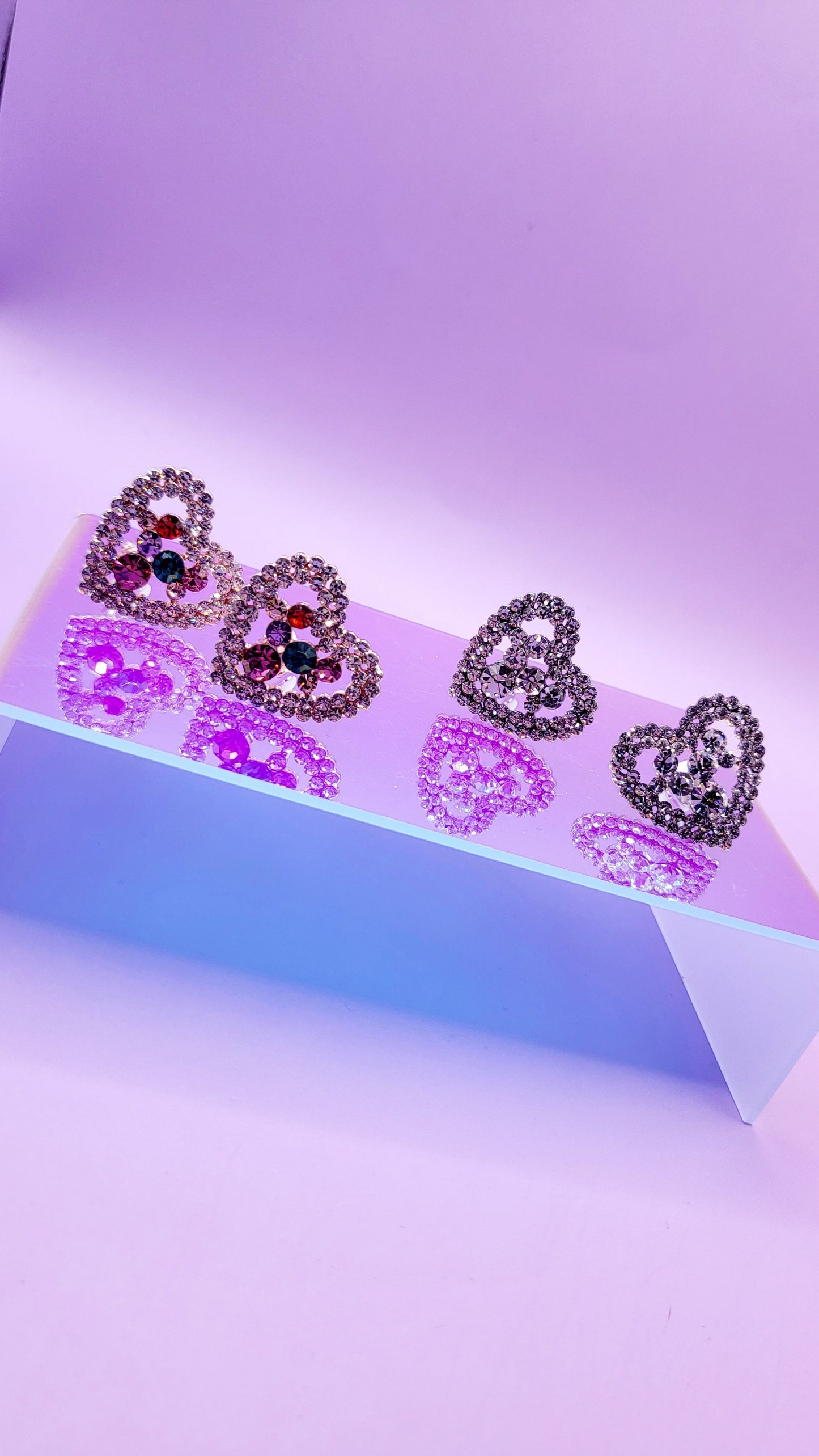 Heart Crystal Non Pierced Clip On Earrings