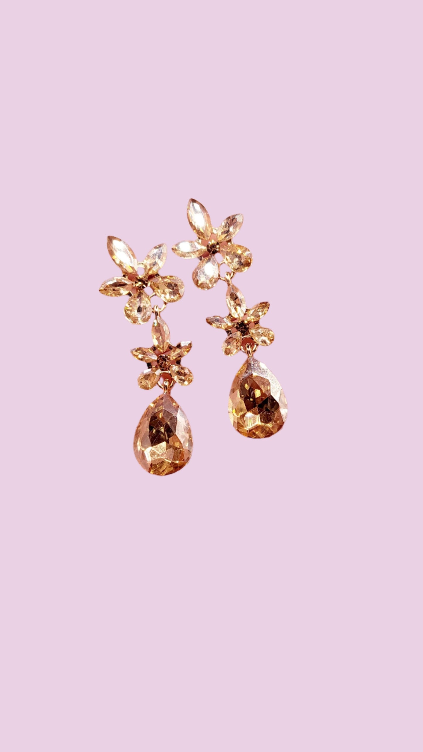 Flower Crystal Drop and Dangle Earrings