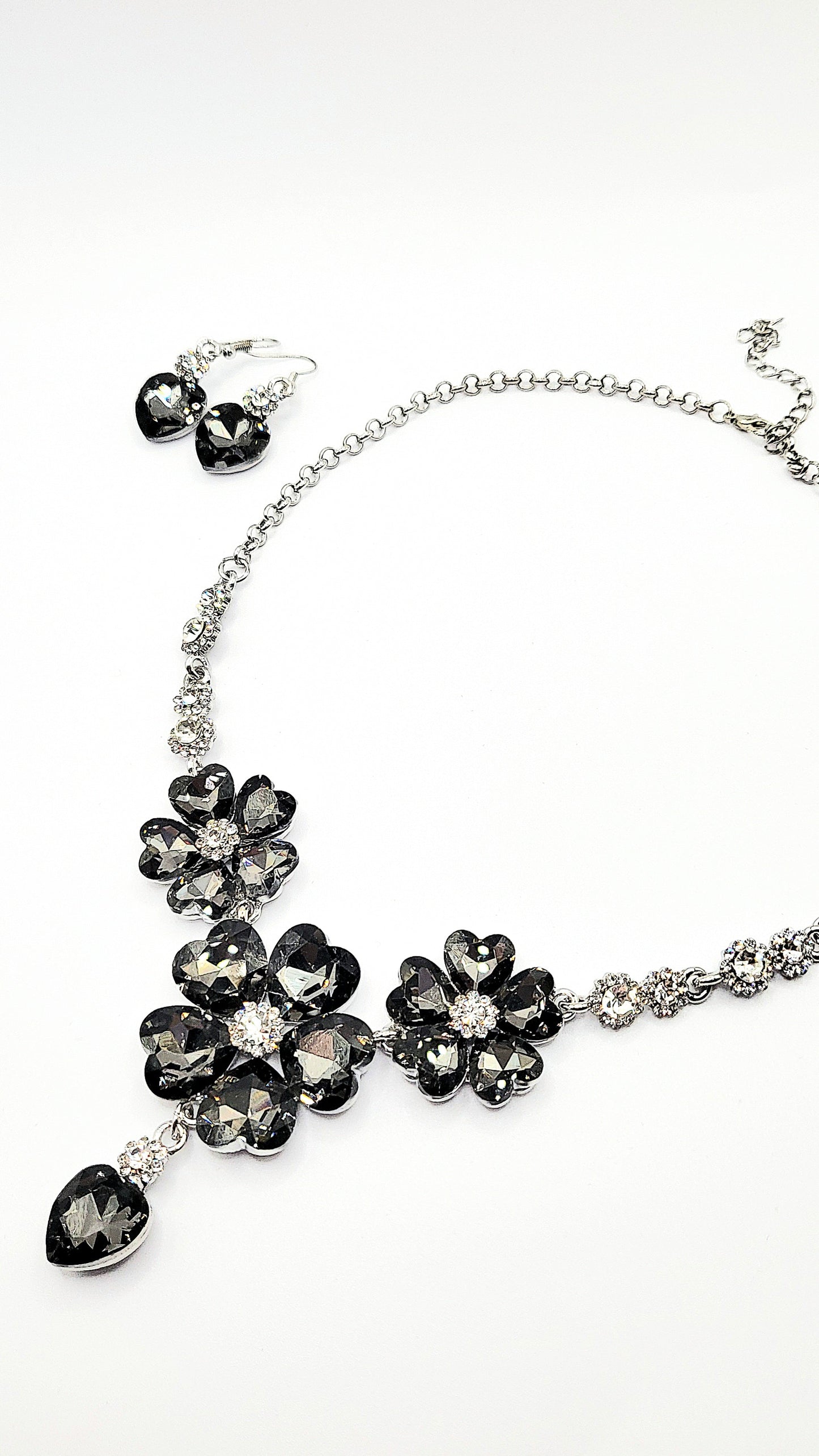 Flower Cluster Crystal Necklace Set