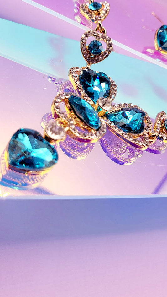 Amore Crystal Duo Necklace & Earrings