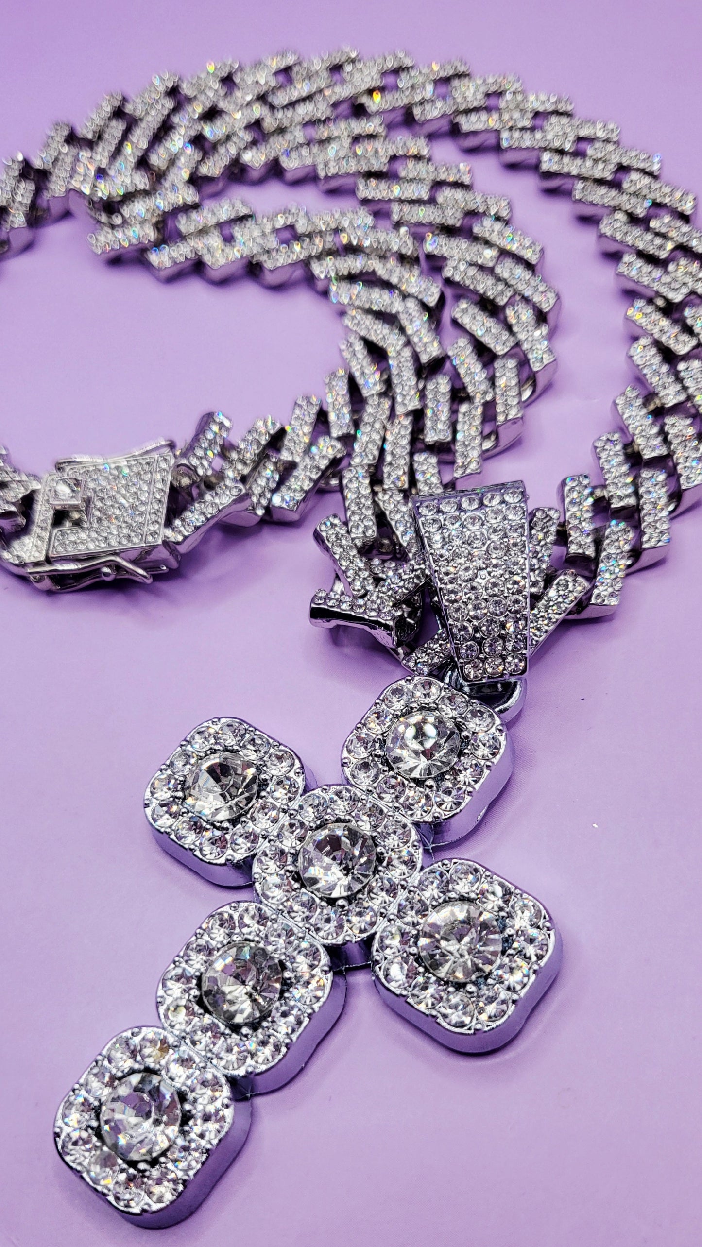 Iced Out Hip Hop Stainless Steel Cross Necklace