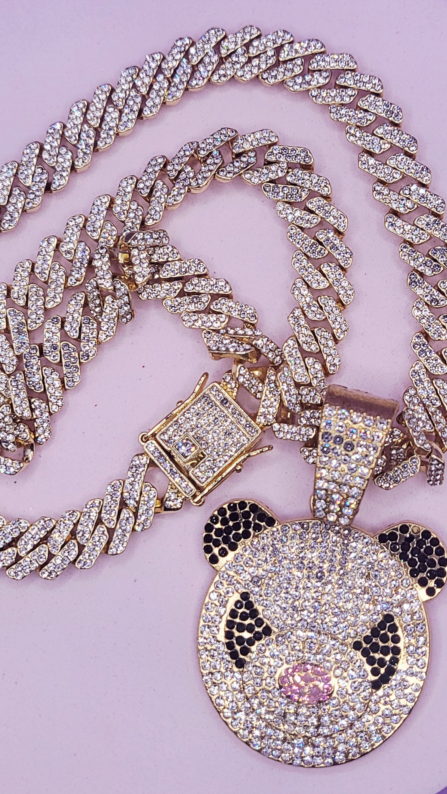 Iced Out Crystal Bling Panda Pendant Chain