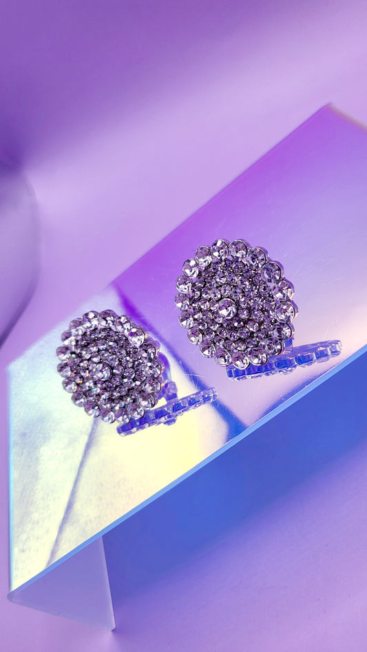 Cluster Crystal Non Pierced Clip On Earrings