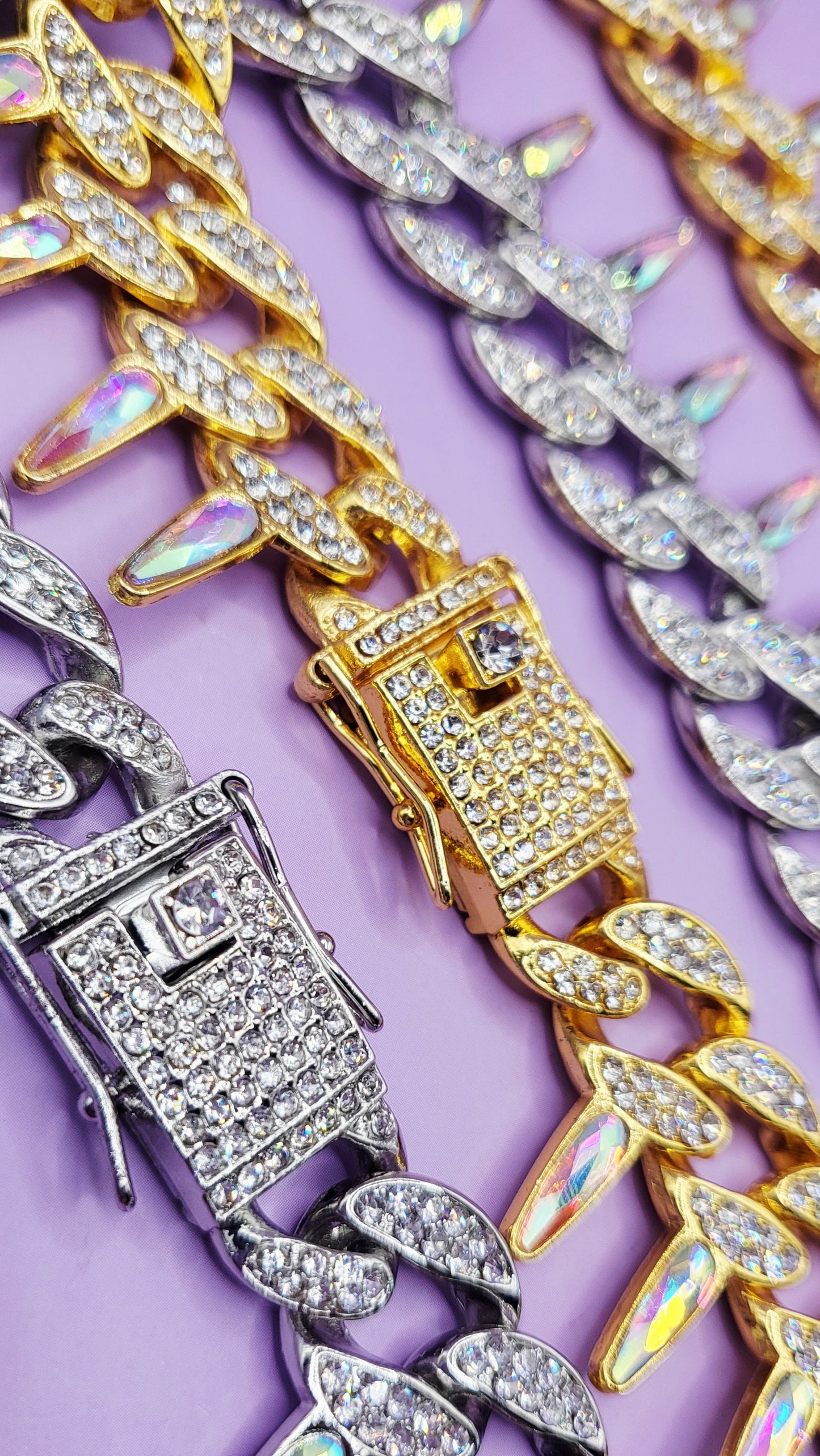 Iced Out Crystal Bling Spike Chain