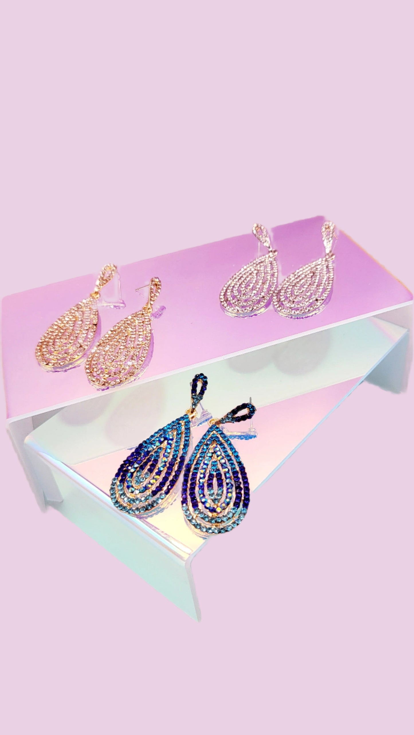 Layered Loop Crystal Drop and Dangle Earrings