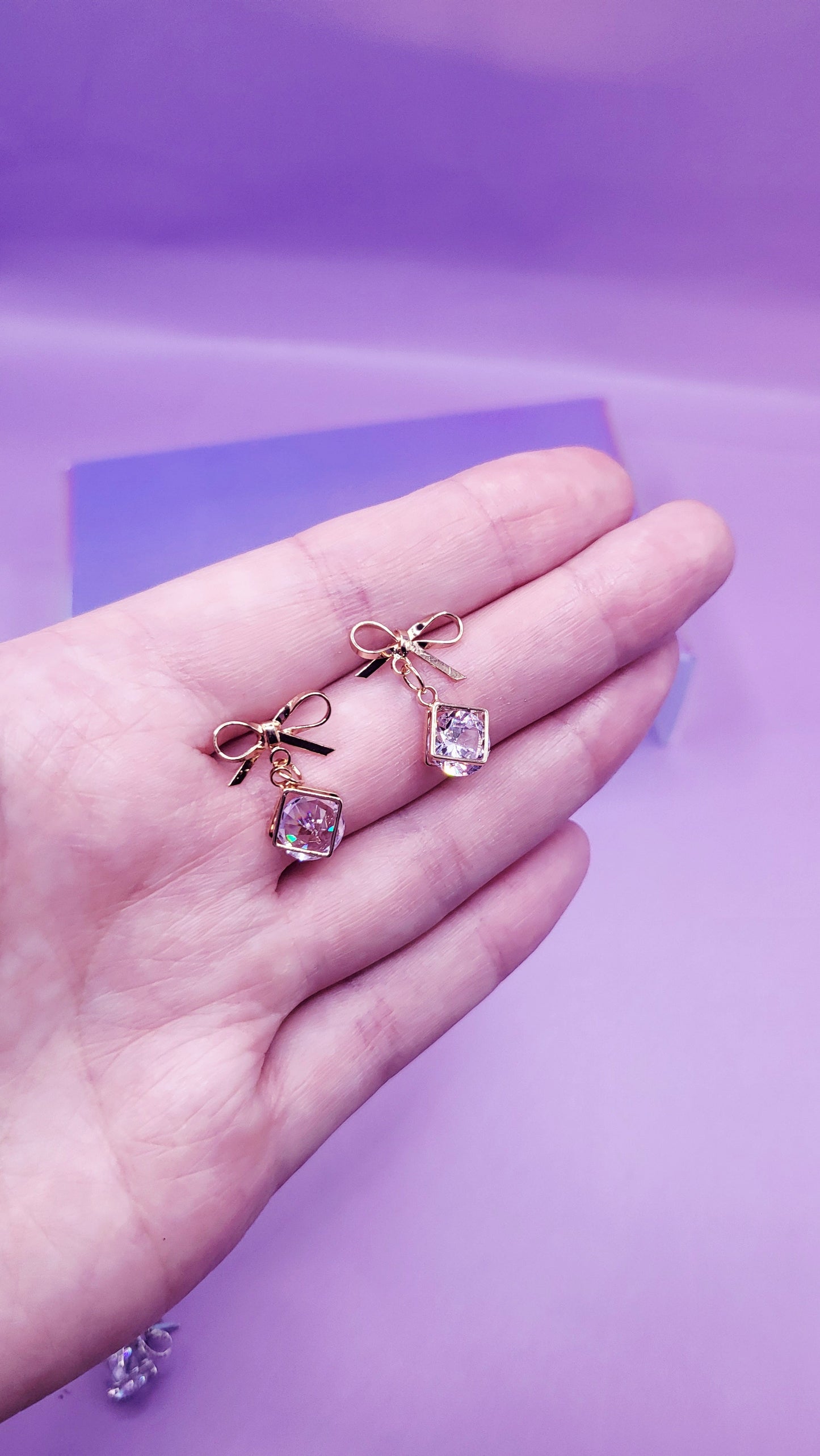 Glamour Bow Crystal Drop and Dangle Earrings