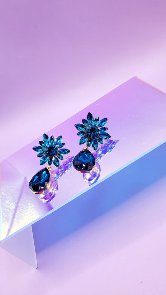 Aqua Crystal Drop and Dangle Earrings