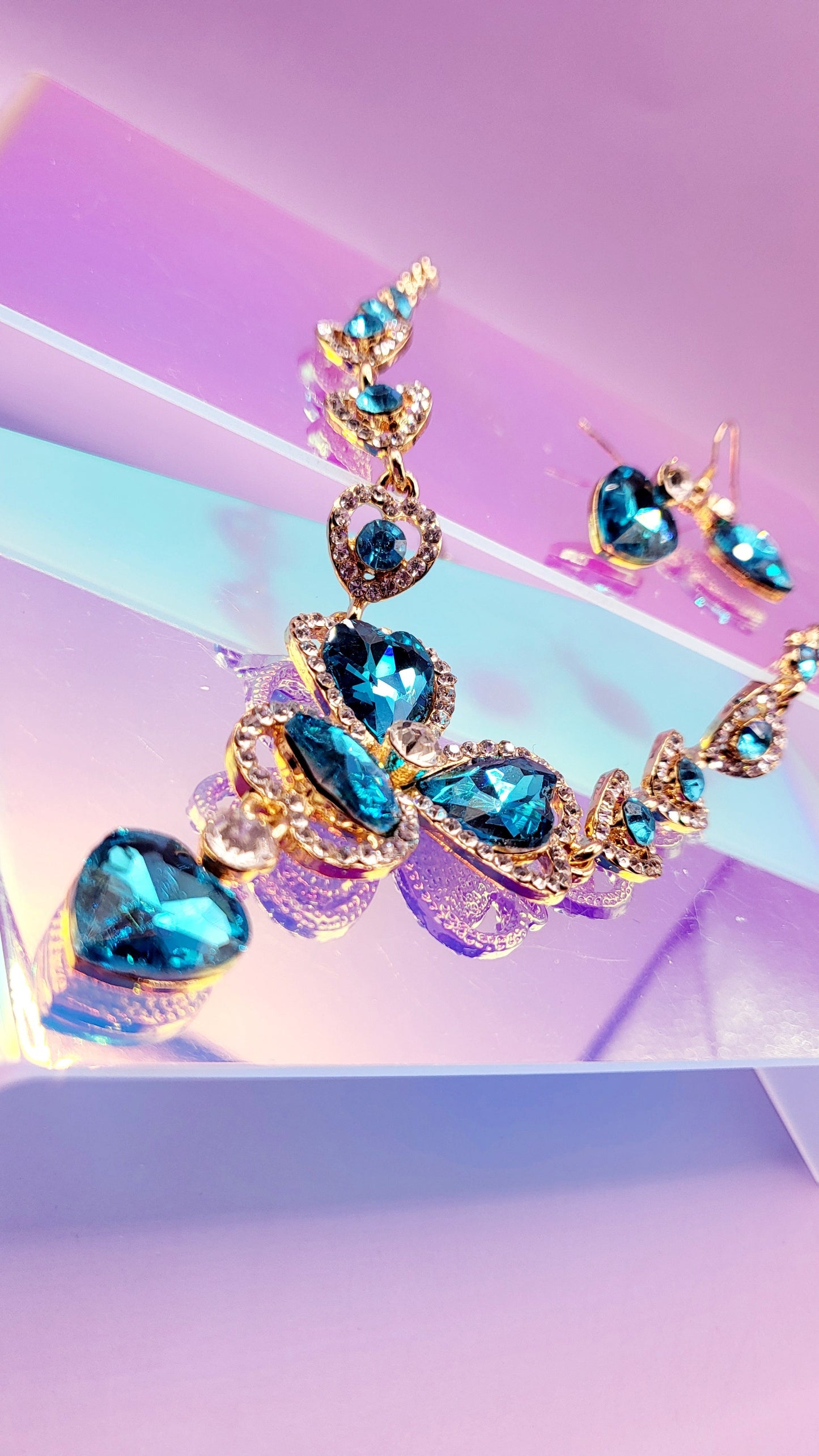 Amore Crystal Duo Necklace & Earrings