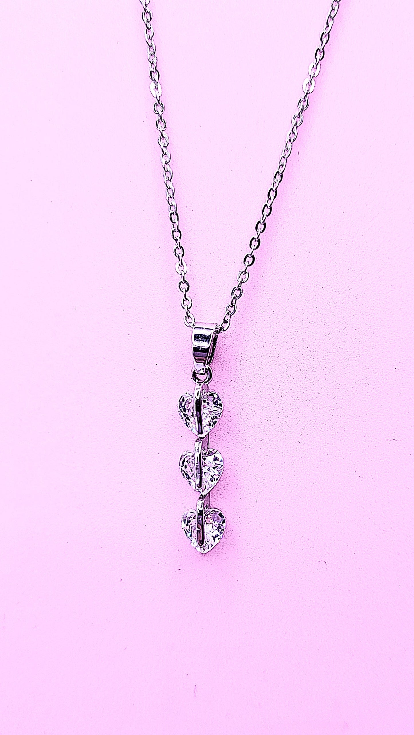 Heart Trio Drop Crystal Necklace