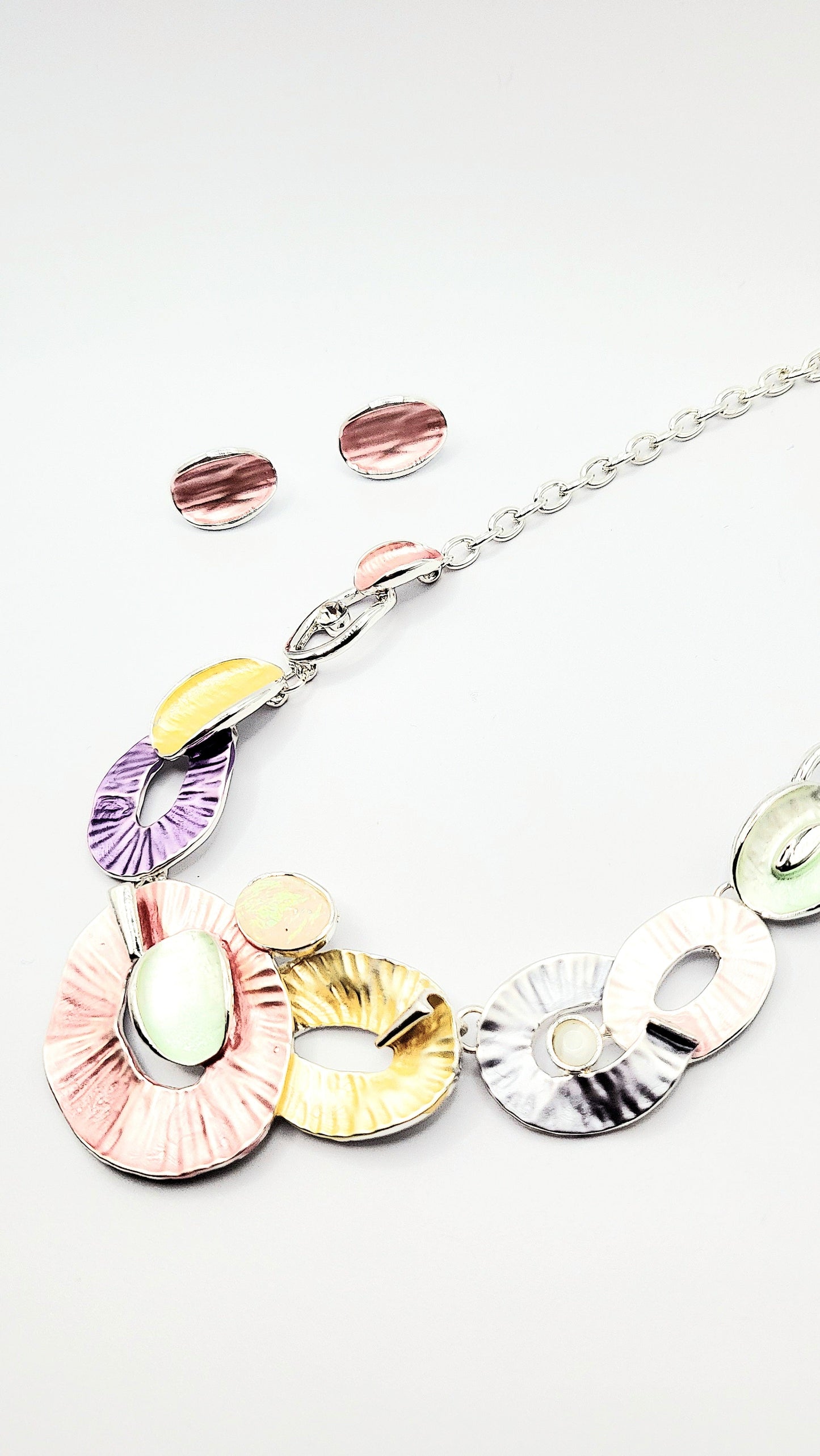Abstract Oval Necklace & Earrings Set