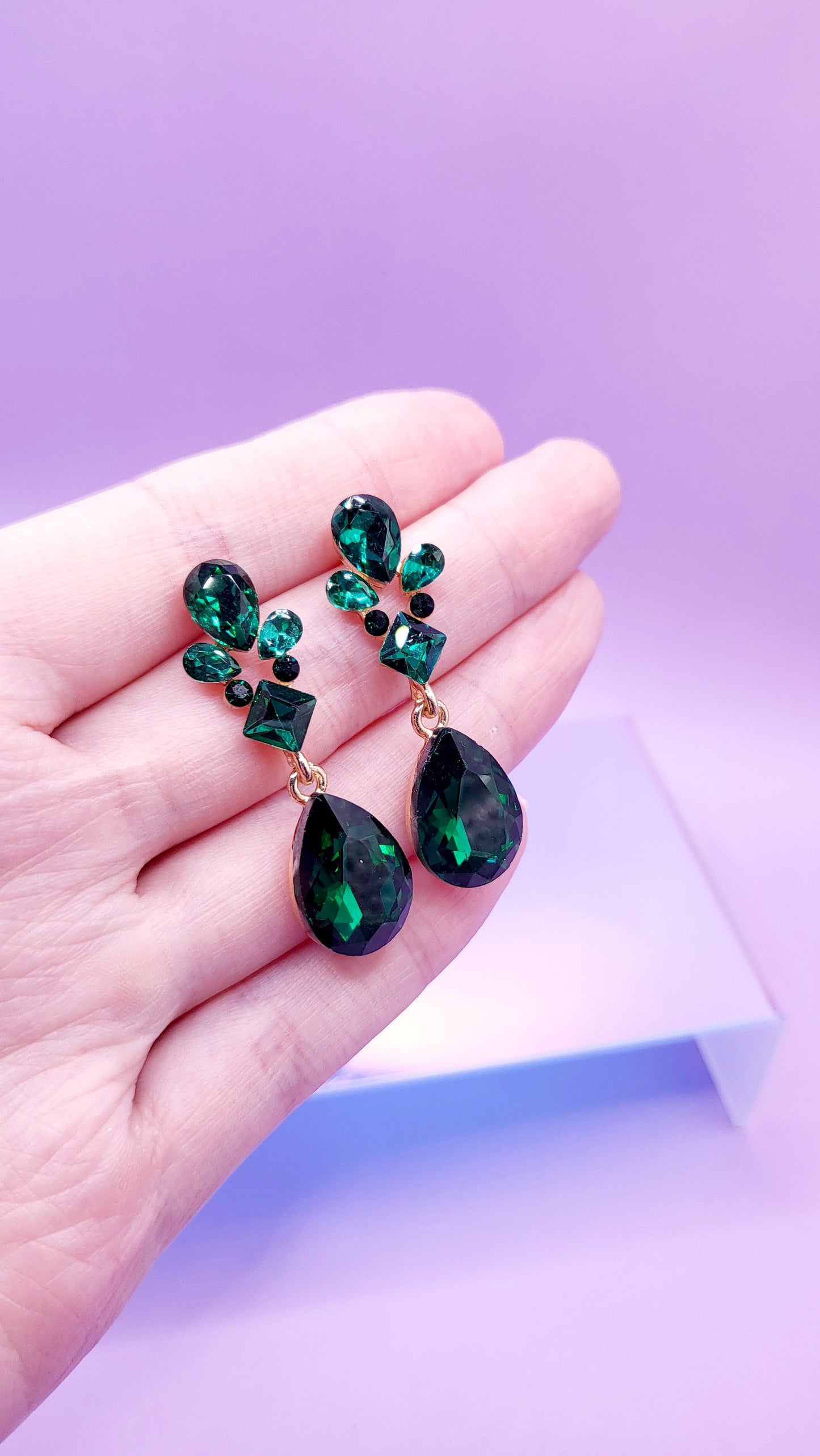 Emerald Crystal Drop and Dangle Earrings
