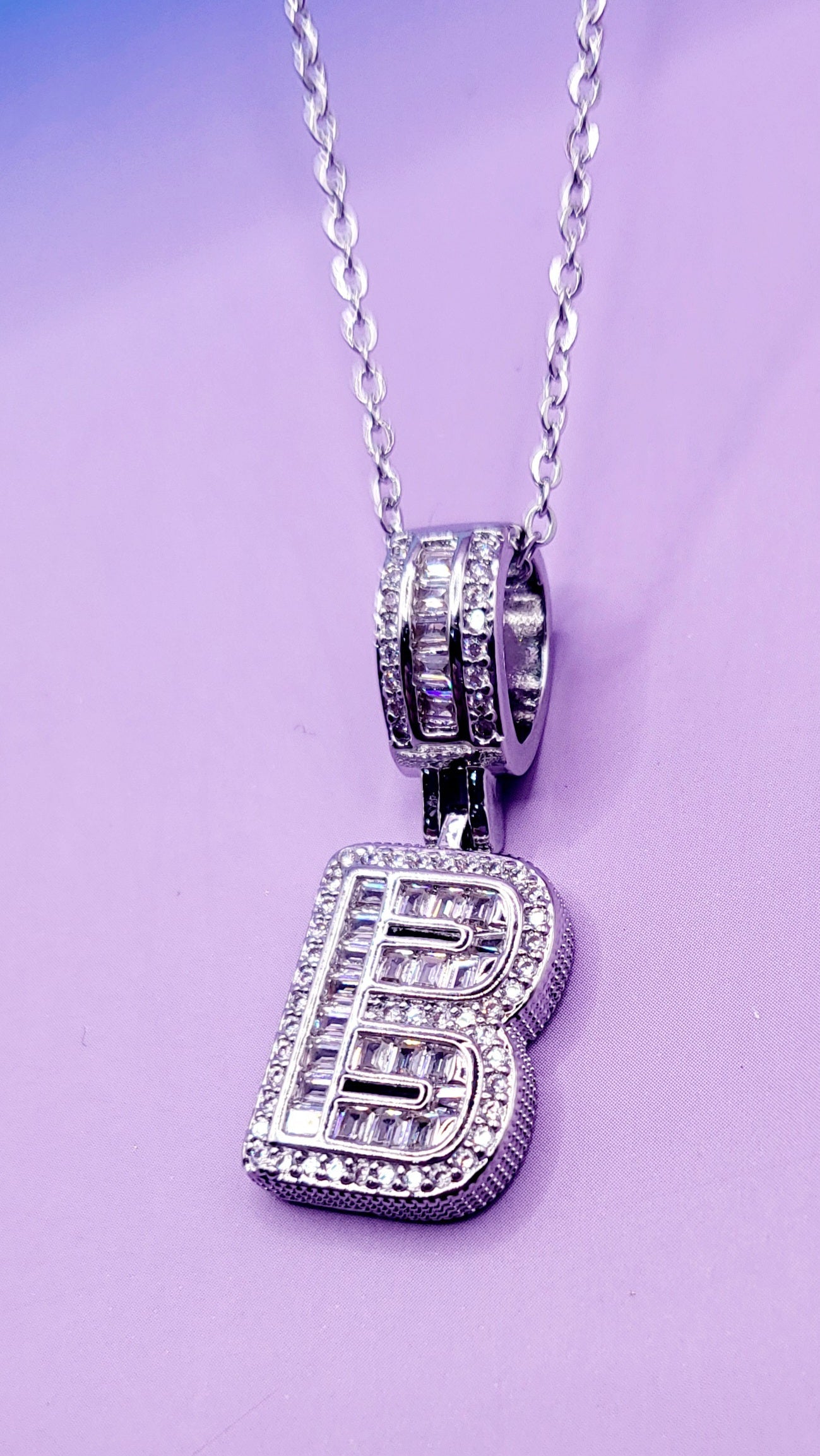 Crystal Initial Necklace Letter B