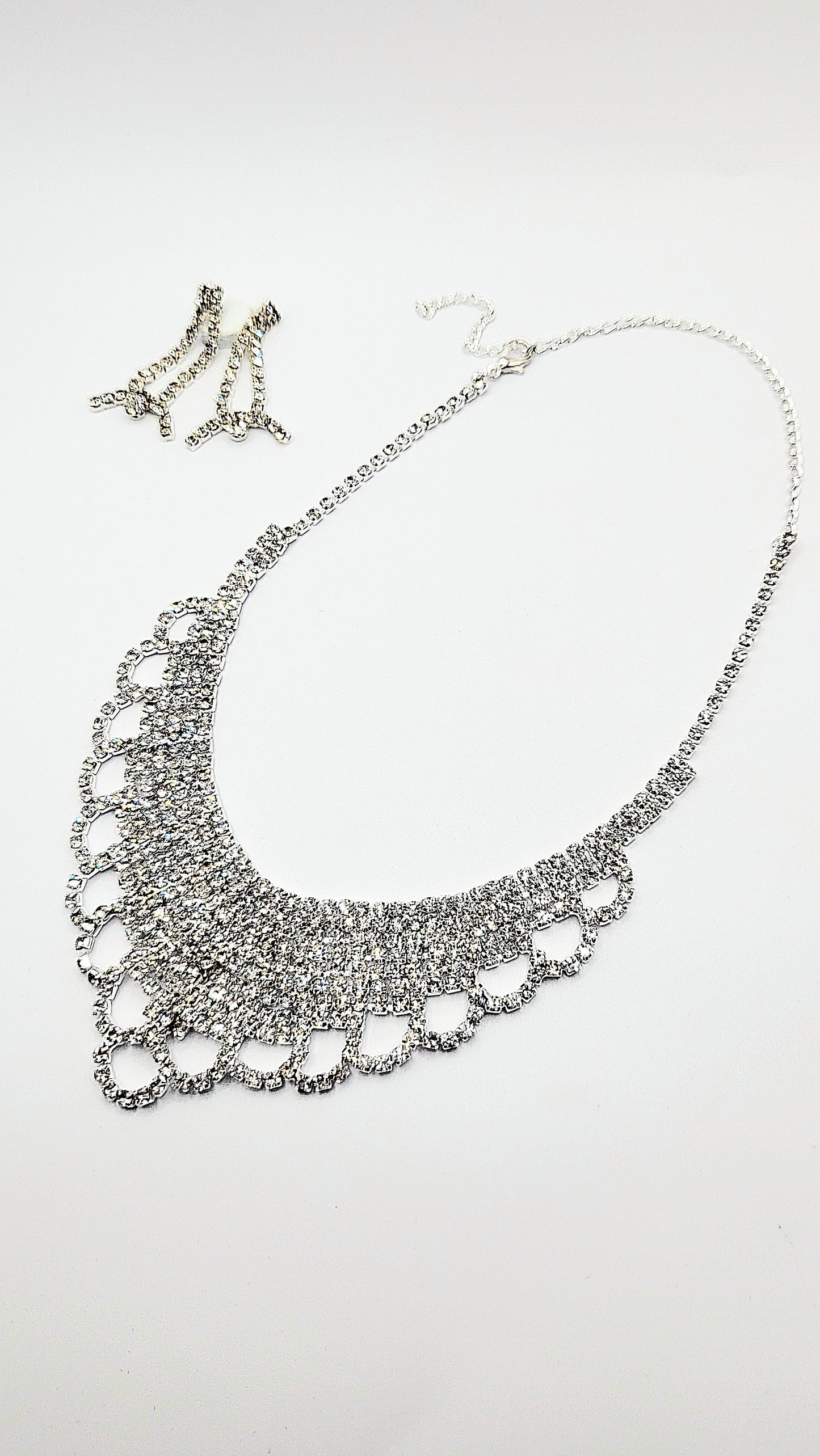 Silver necklace on a white background