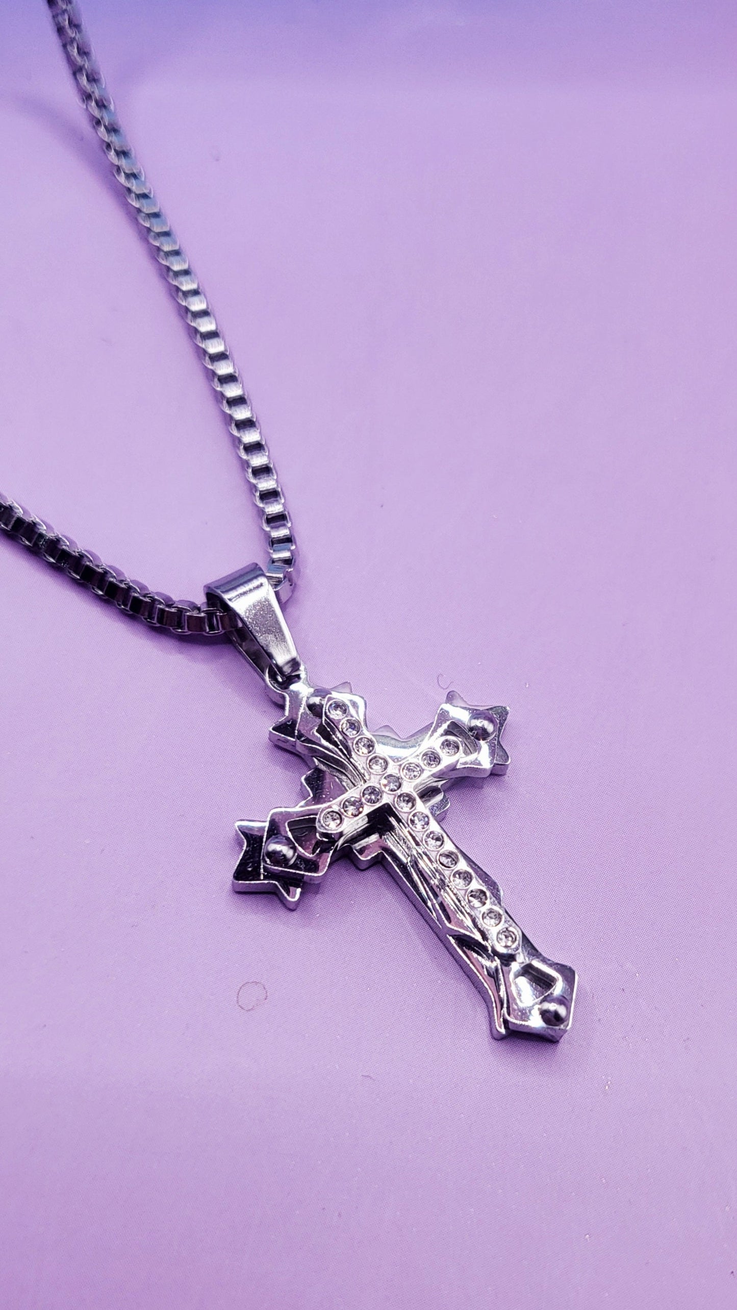 Graceful Silver Cross Necklace
