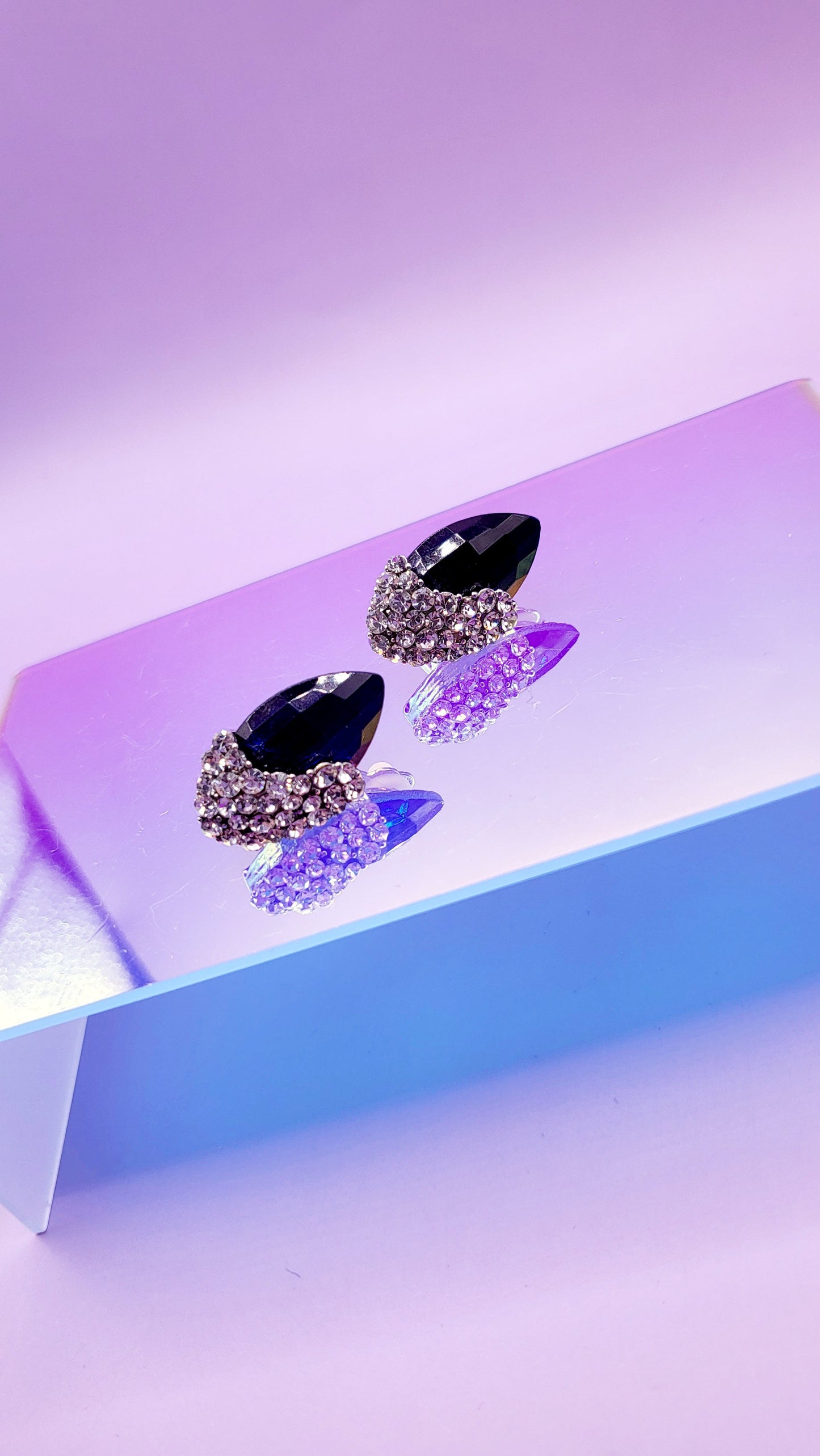 Blue Crystal Non Pierced Clip On Earrings