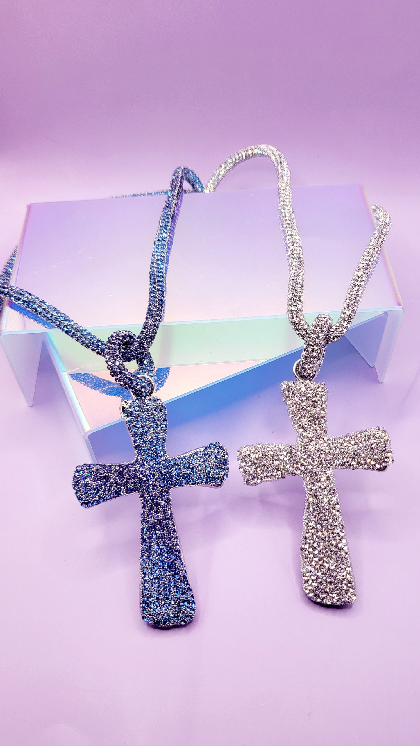 Iced Crystal Cross Necklace