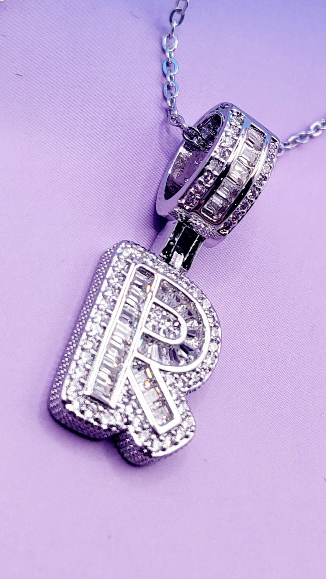 Crystal Initial Necklace Letter R