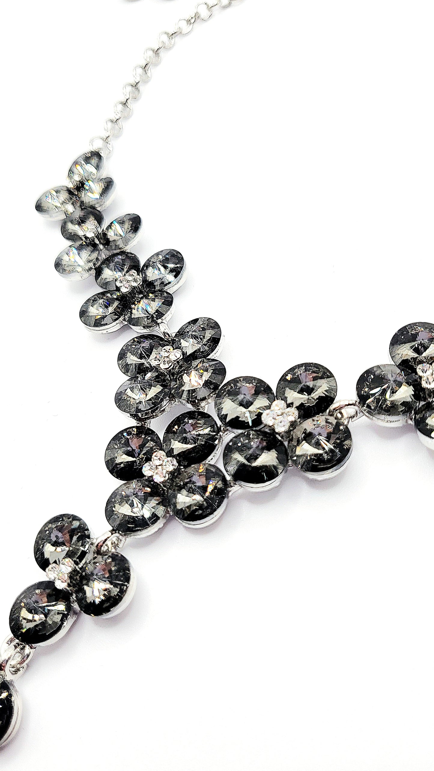 Black Flower Crystal Necklace Set