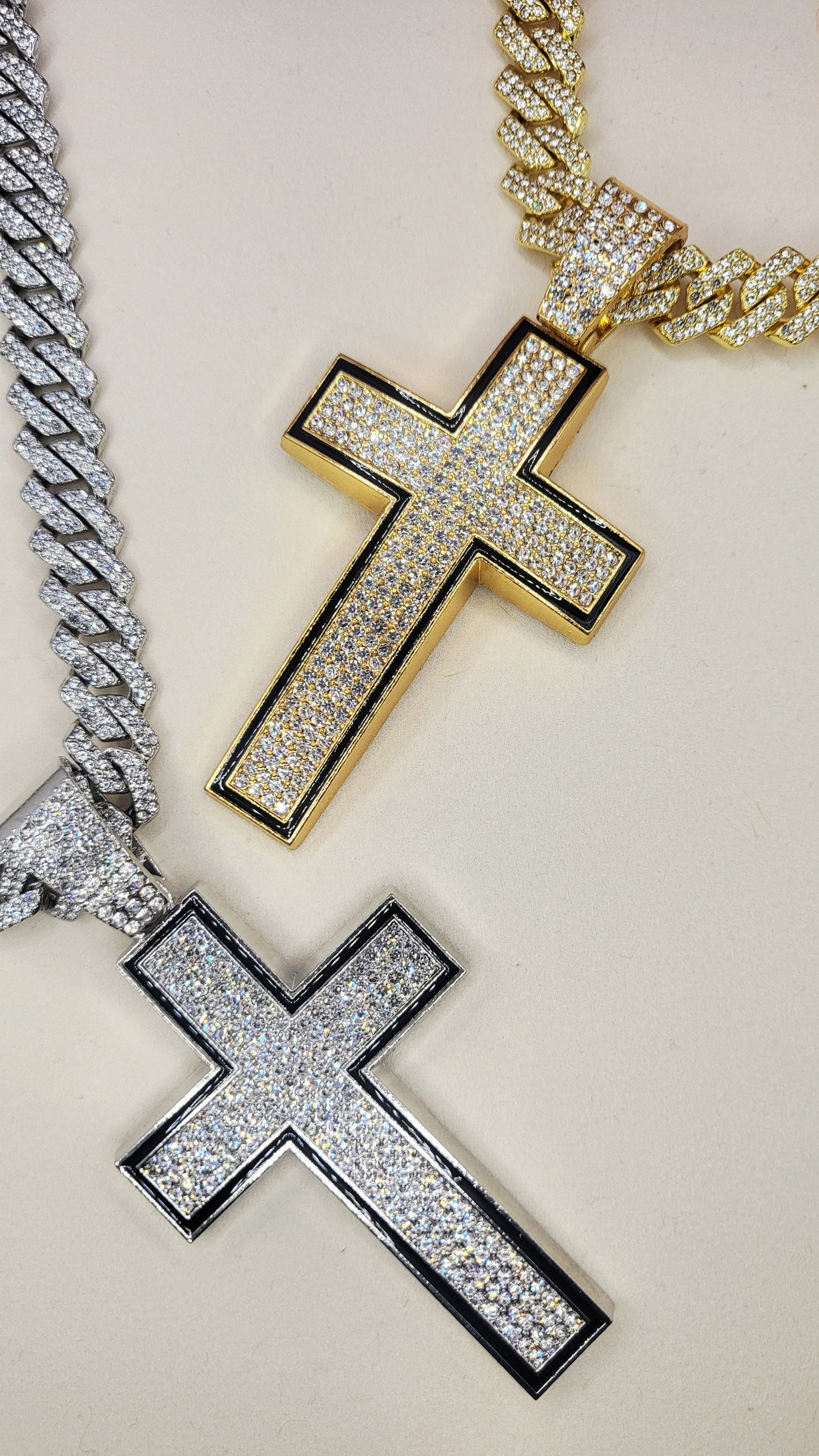 Iced Out Crystal Bling Cross Chain Necklace