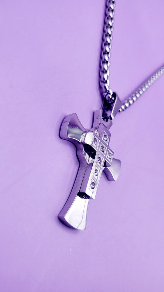 Layered Silver Cross Necklace