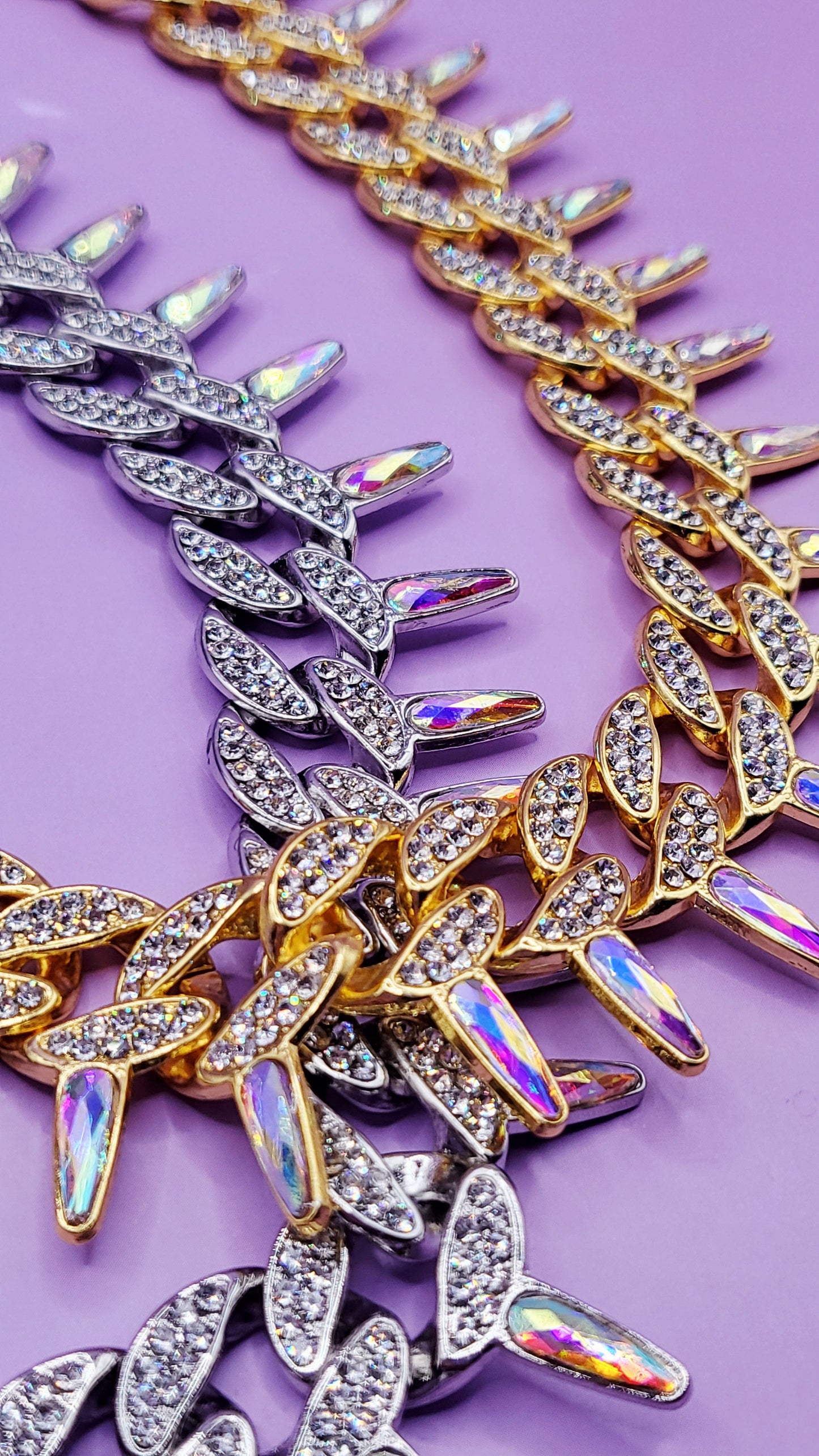 Iced Out Crystal Bling Spike Chain