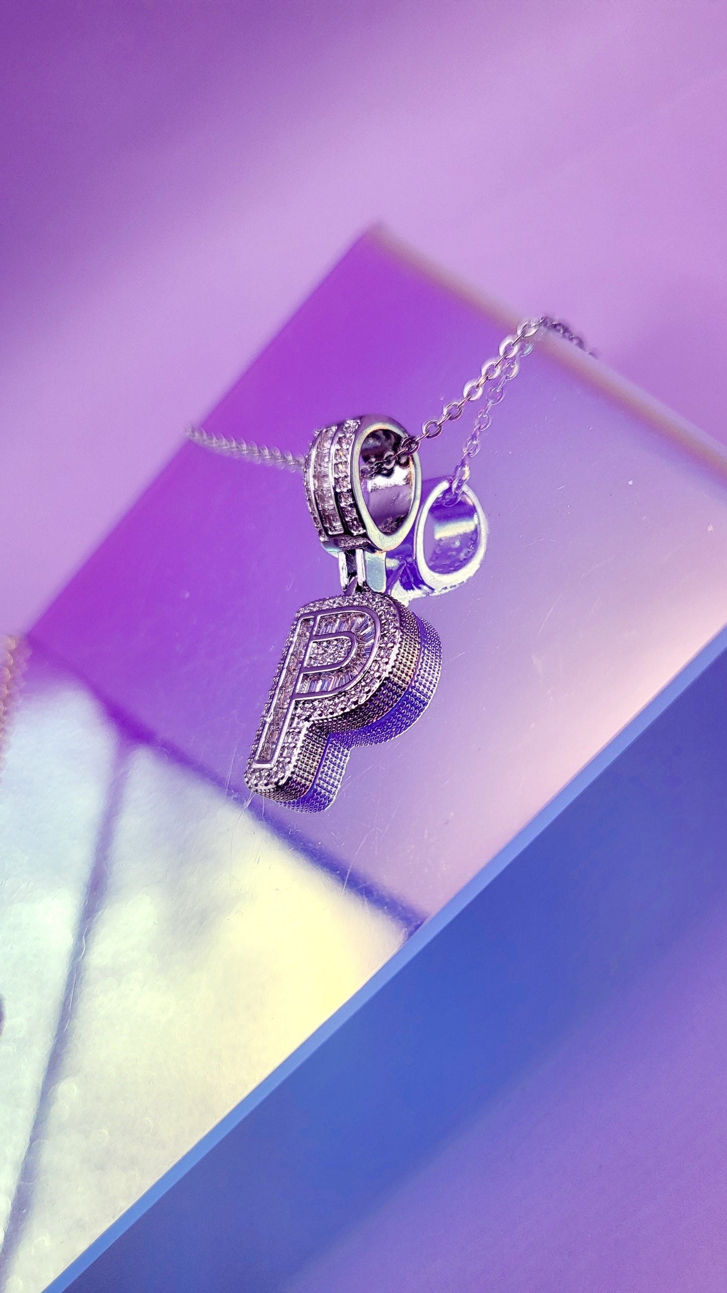 Crystal Initial Necklace Letter P