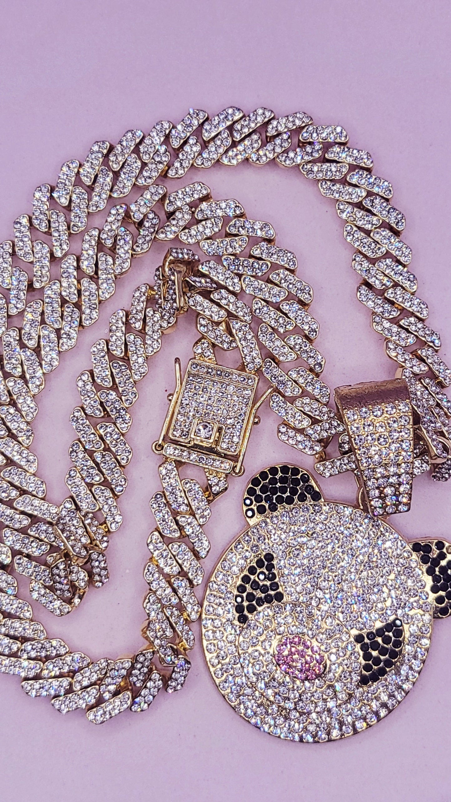 Iced Out Crystal Bling Panda Pendant Chain